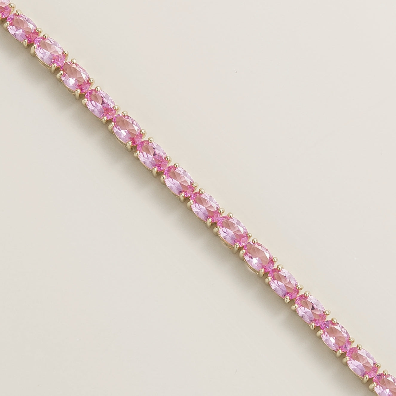 Salto Pastel Pink Sapphire Oval Tennis Bracelet in White Gold