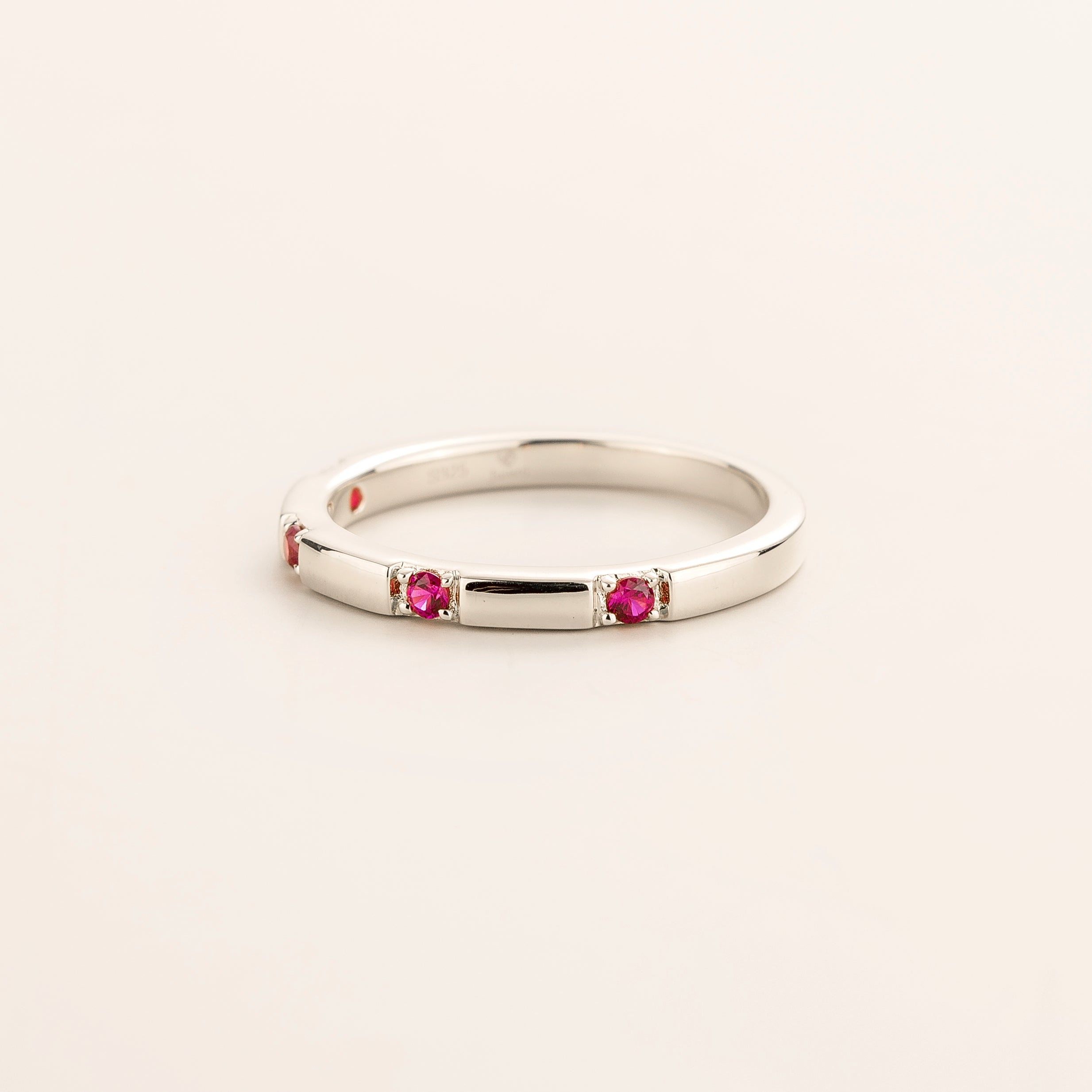 Balans Ruby Station Band Ring In White Gold
