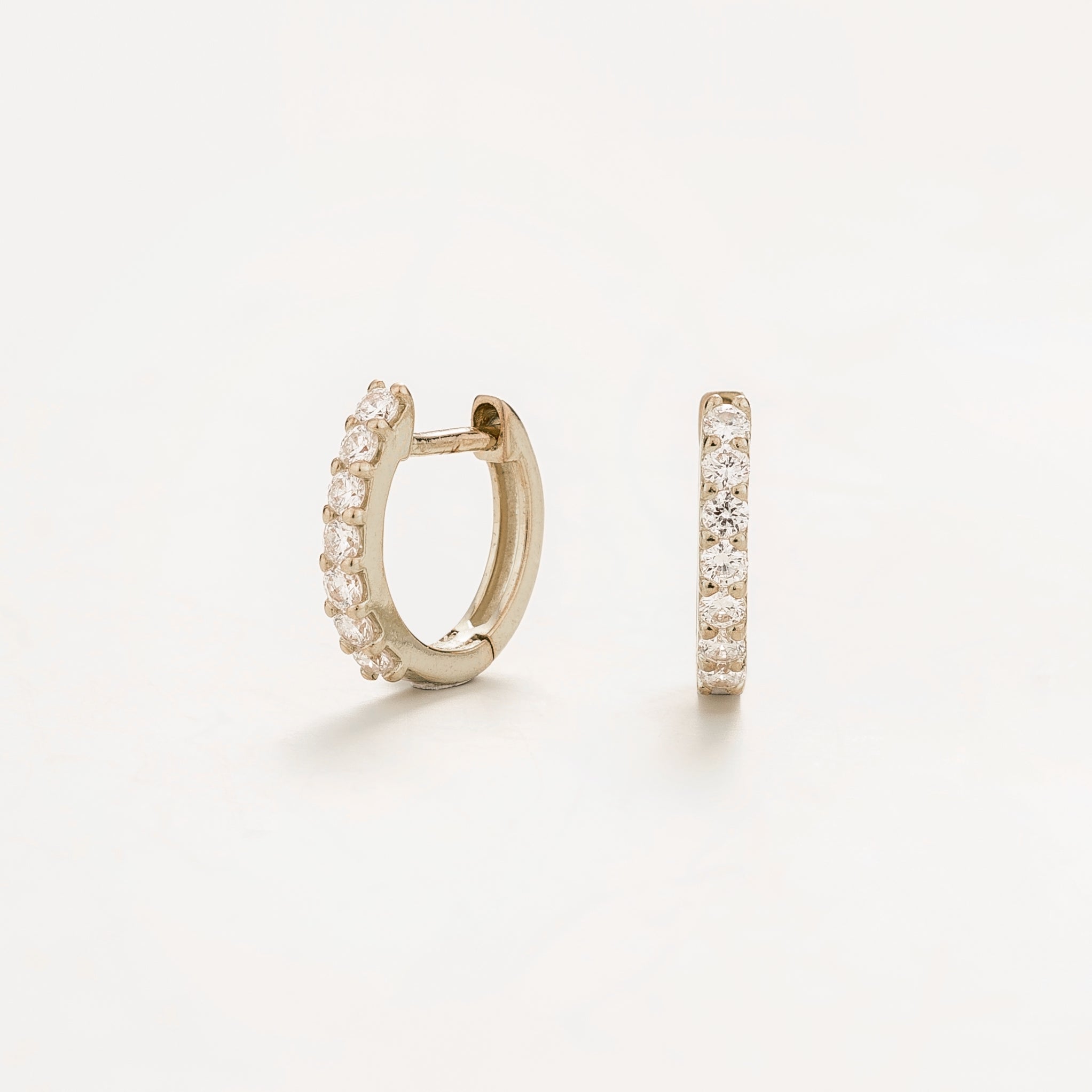 Stacy Diamond Huggie Hoop Earrings in White Gold - Mini
