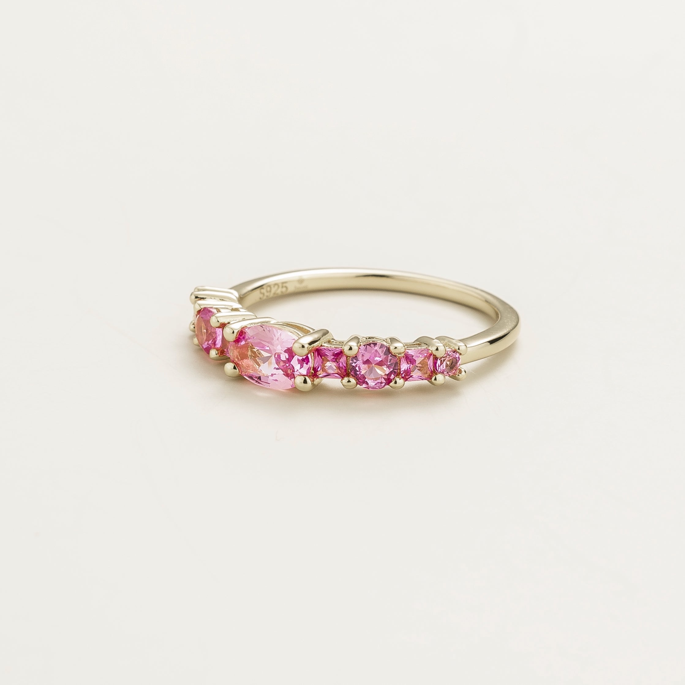 Petra Pink Sapphire Graduated Band Ring in White Gold
