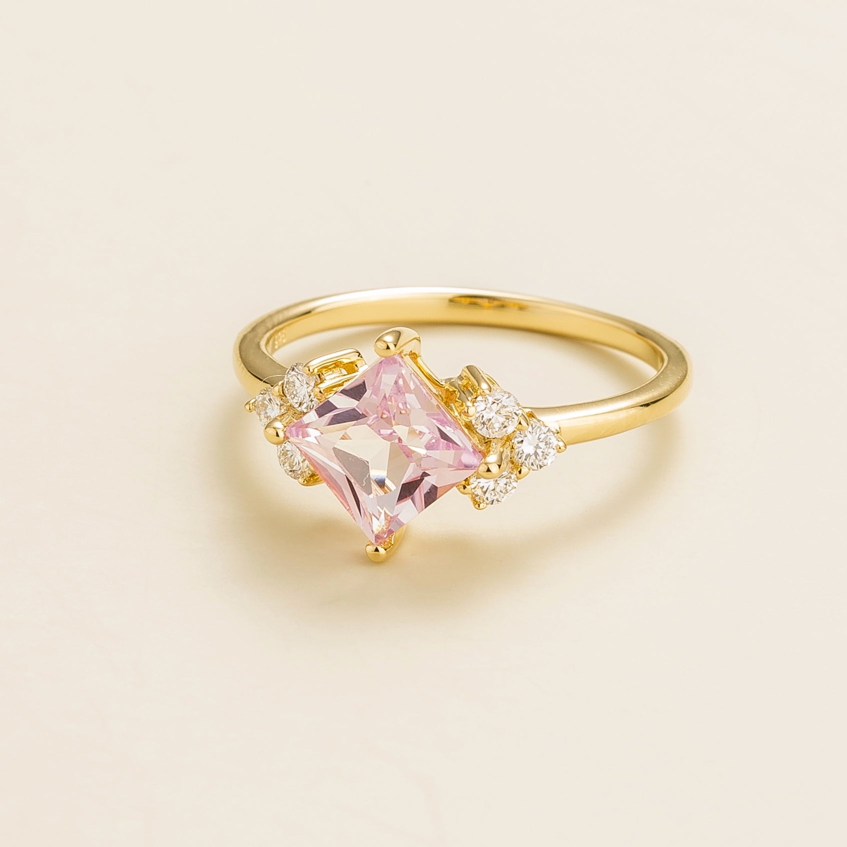 Amore Pink Sapphire Princess-Cut & Diamond Ring in Gold