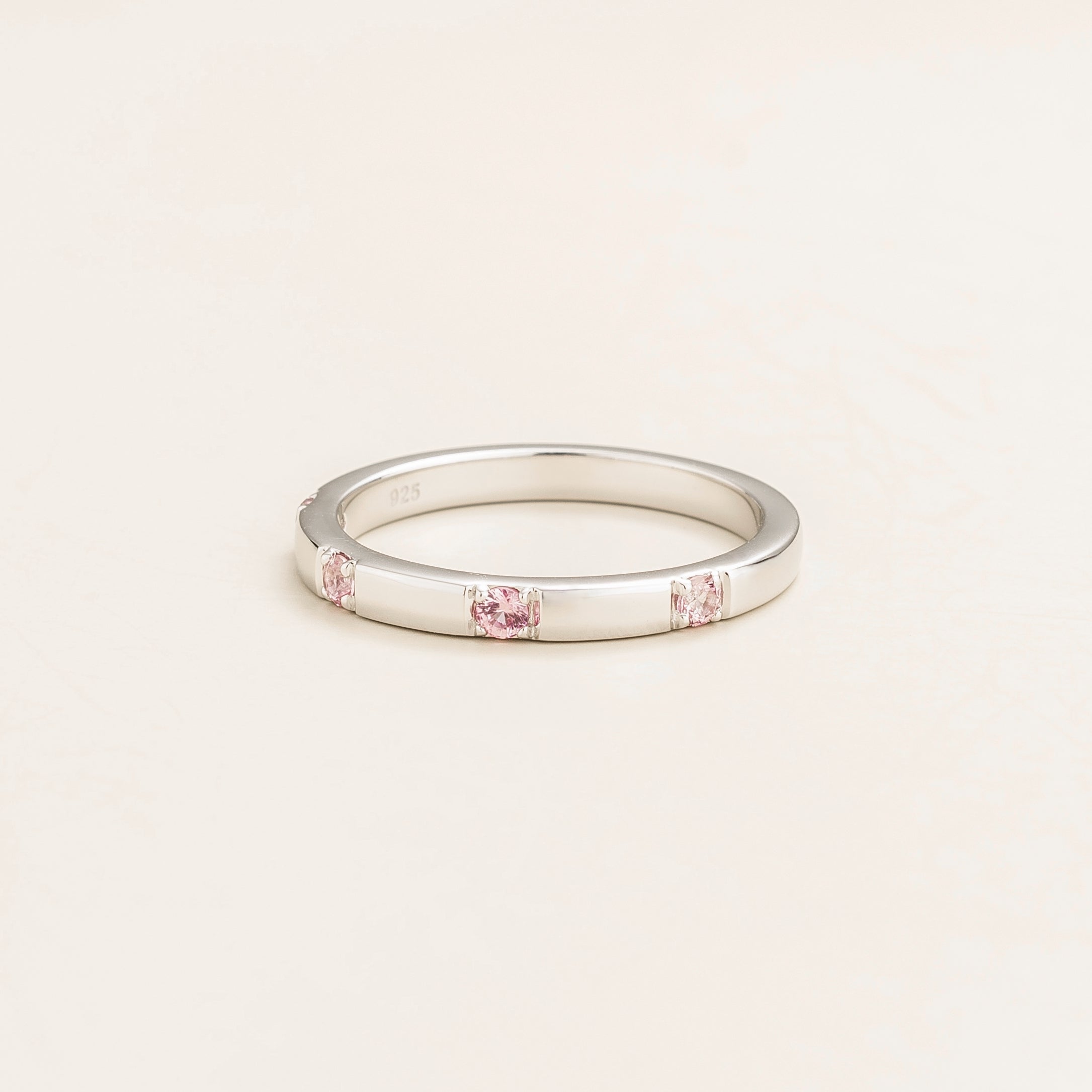 Balans Pink Sapphire Station Band Ring In White Gold