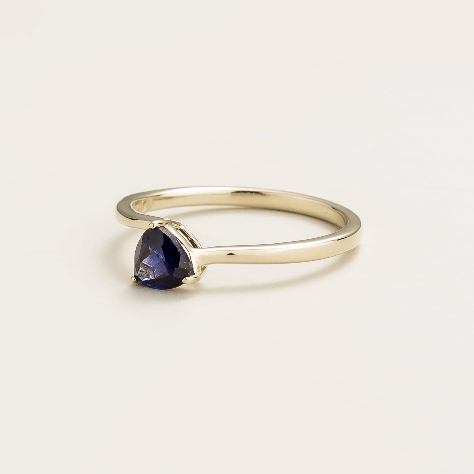 Trillion Blue Sapphire Solitaire Ring in White Gold