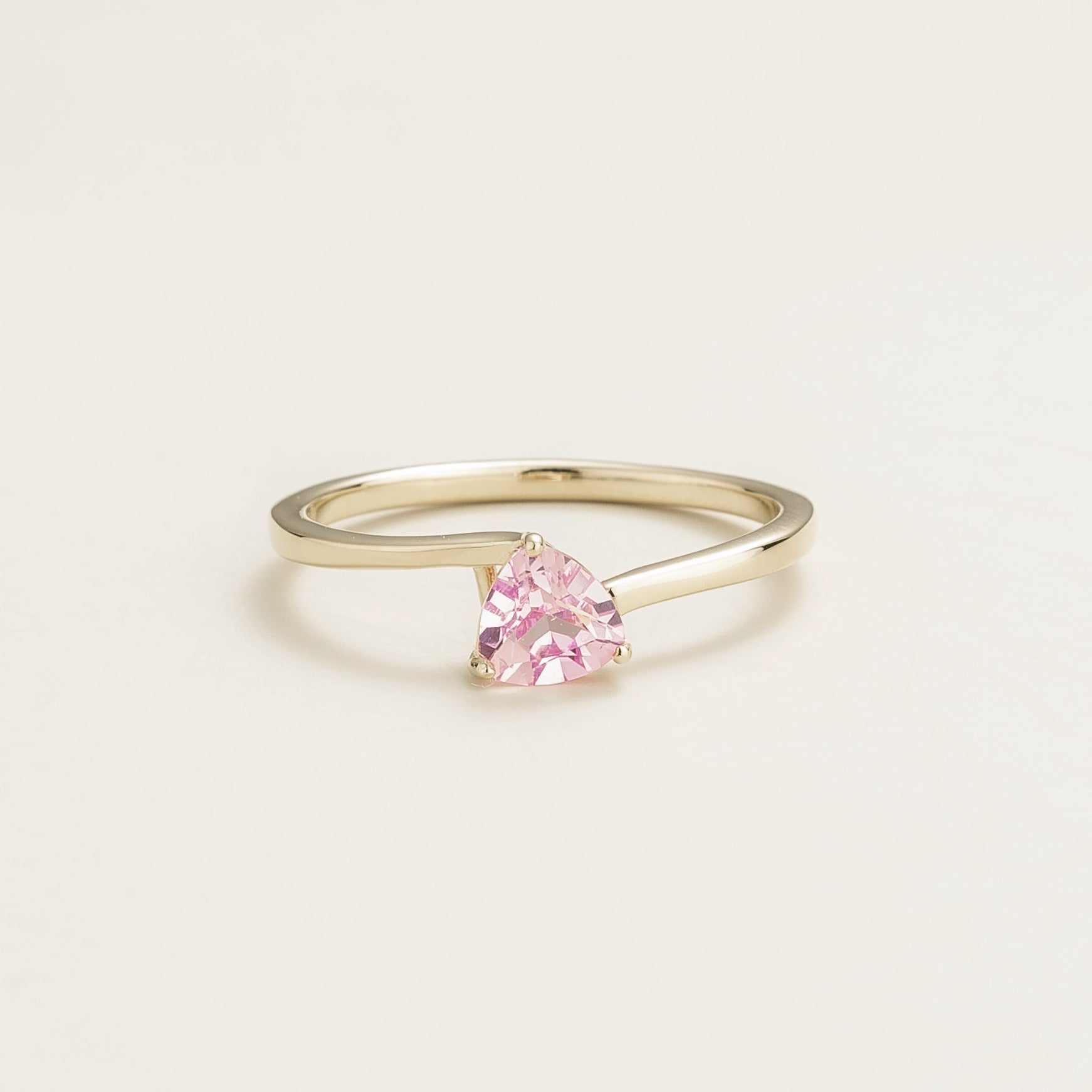 Trillion Pastel Pink Sapphire Solitaire Ring in White Gold