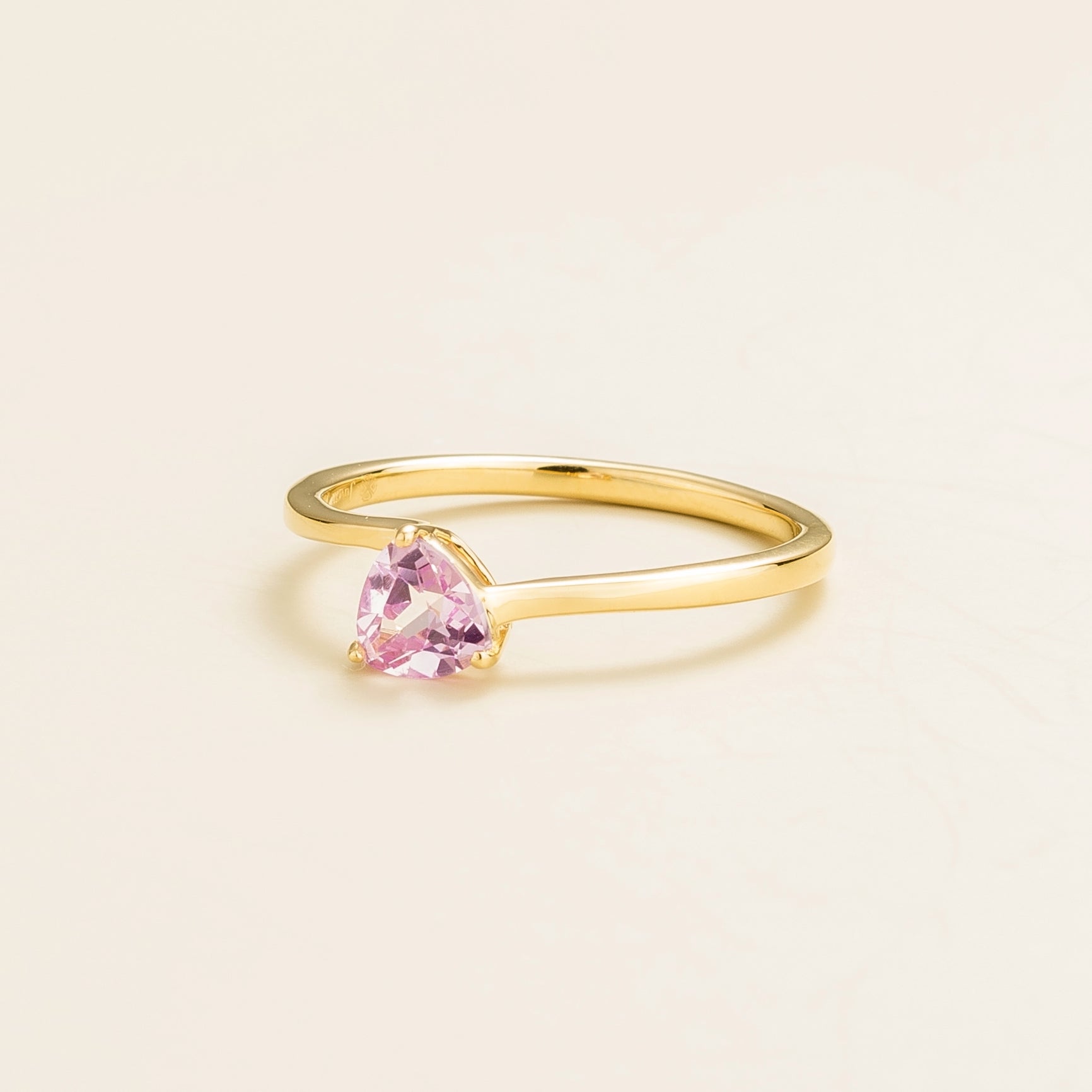 Trillion Pastel Pink Sapphire Solitaire Ring in Gold
