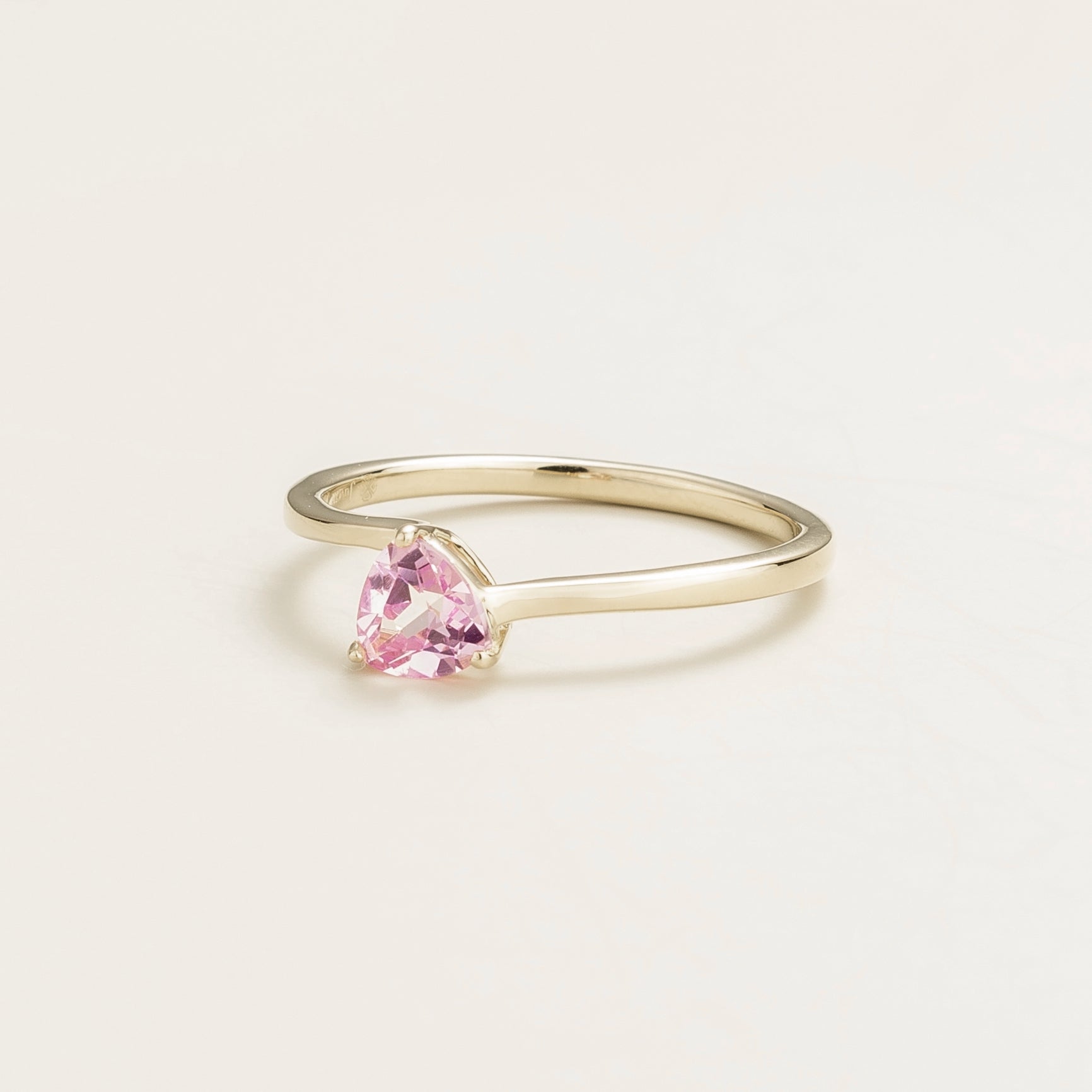 Trillion Pastel Pink Sapphire Solitaire Ring in White Gold