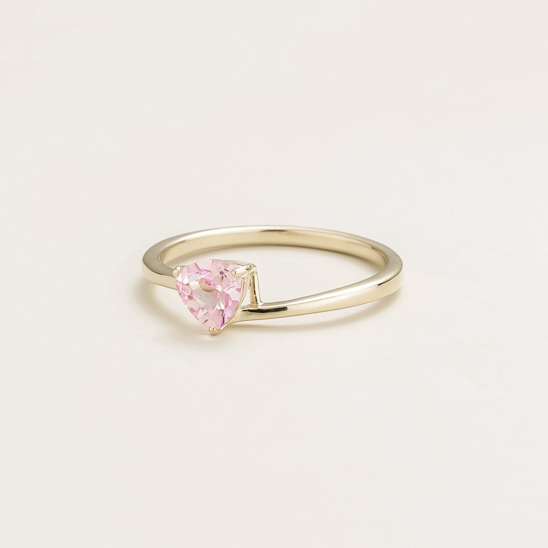 Trillion Pastel Pink Sapphire Solitaire Ring in White Gold