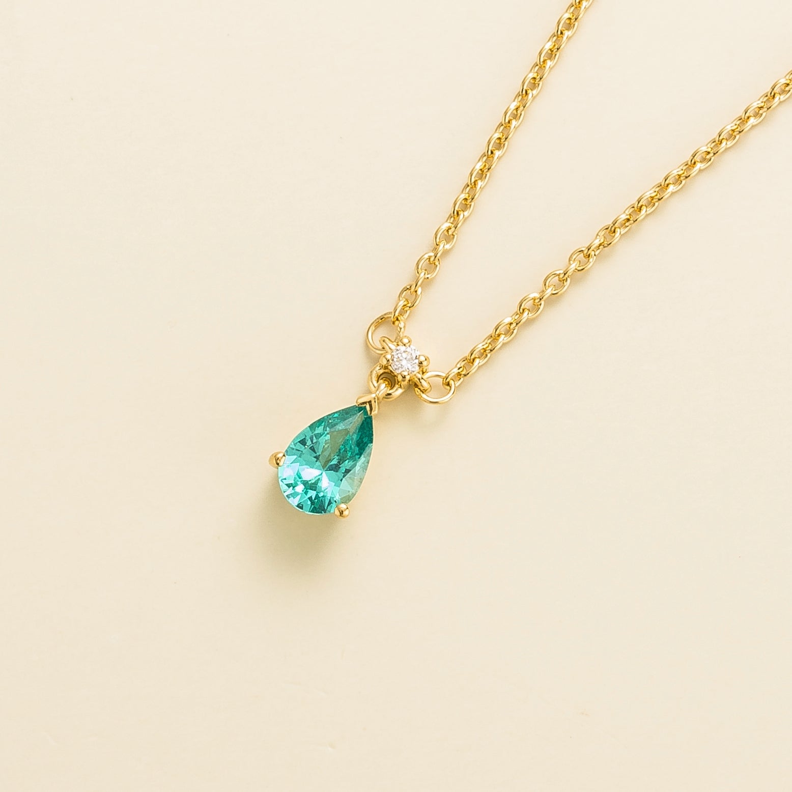 Ori Paraiba Sapphire & Diamond Pear Drop Pendant Necklace In Gold - Small