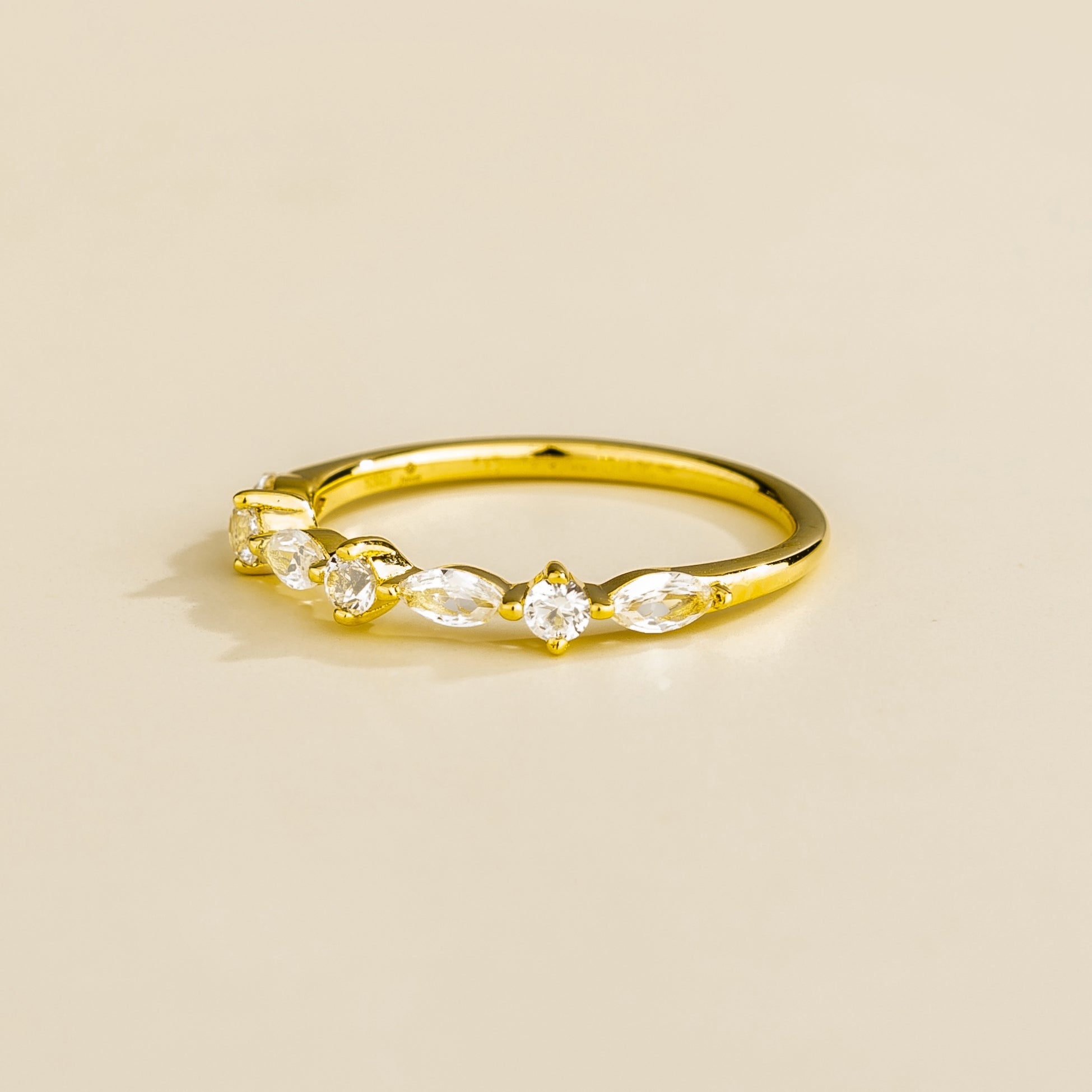 Marquise Diamond Half Eternity Band Gold Ring