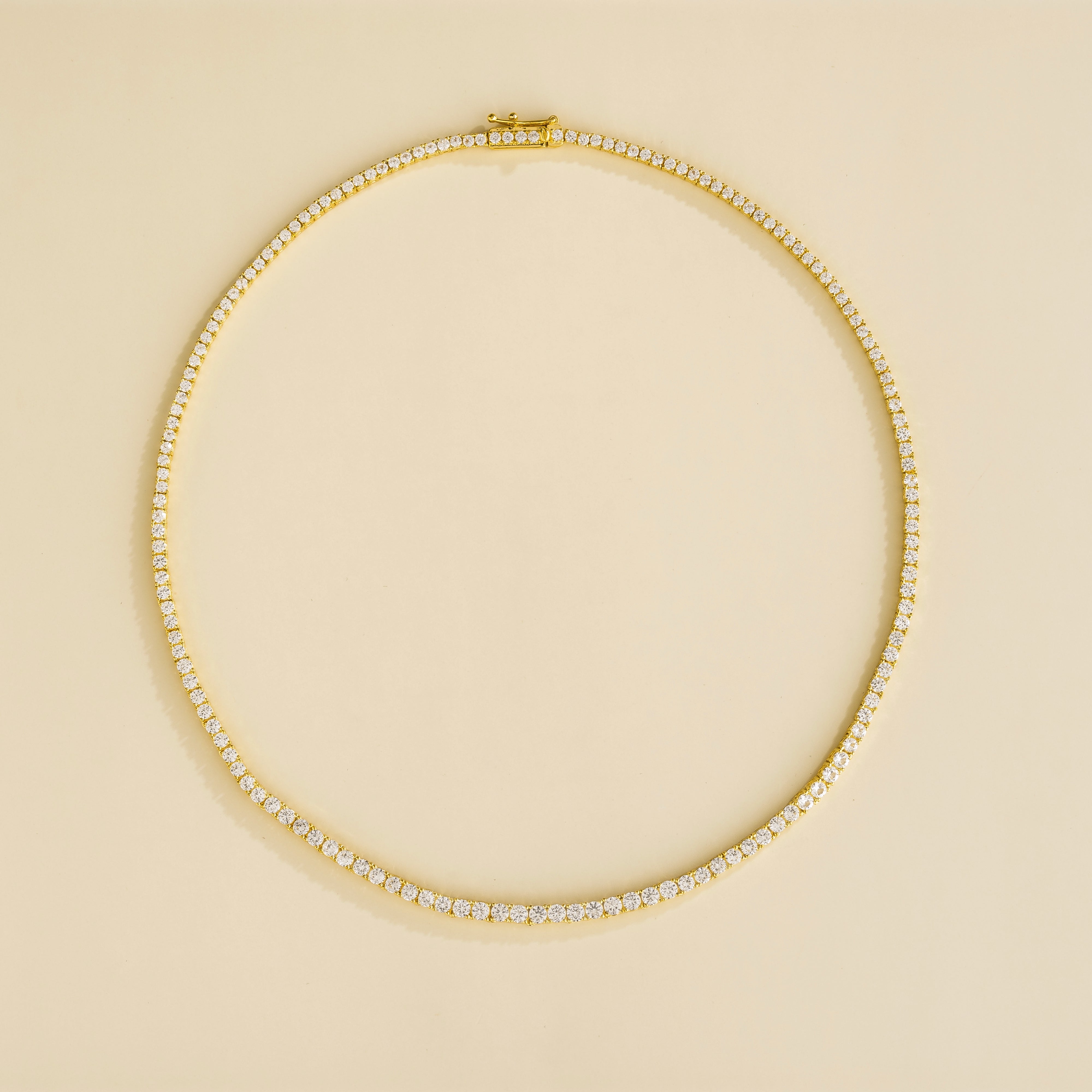 Ciclo White Sapphire Round Tennis Necklace in Gold