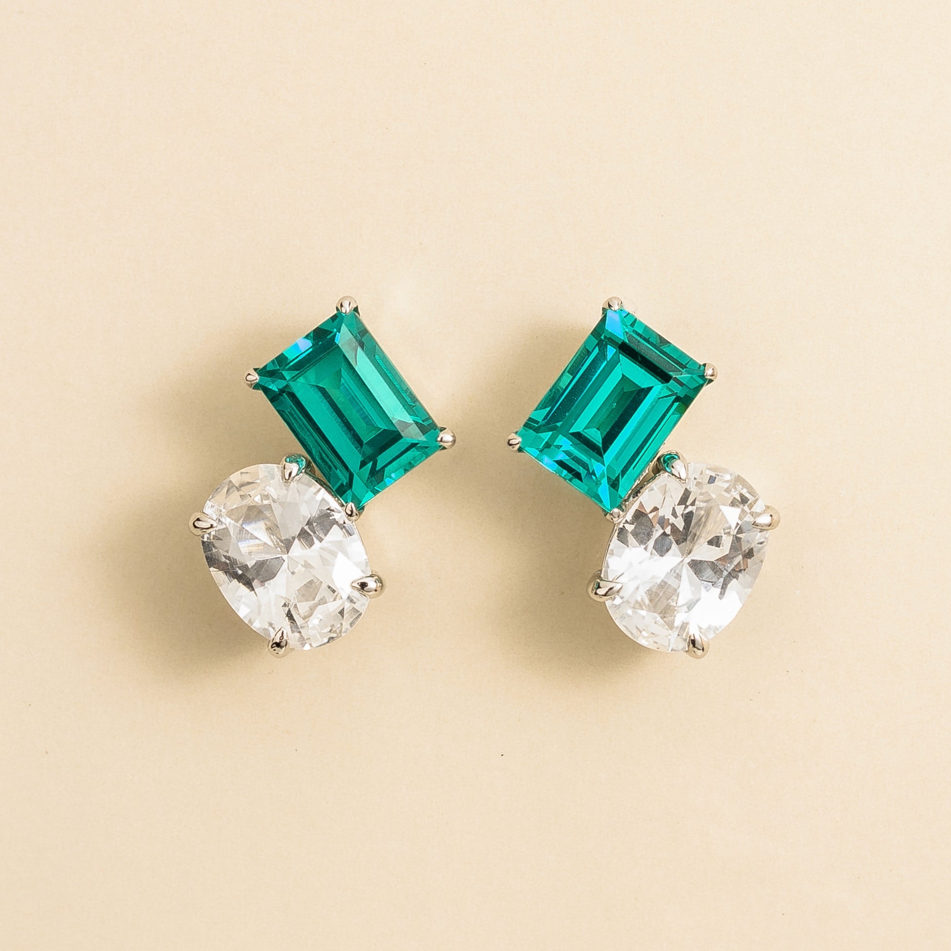 Buchon Paraiba & White Sapphire Two-Stone Earrings In White Gold