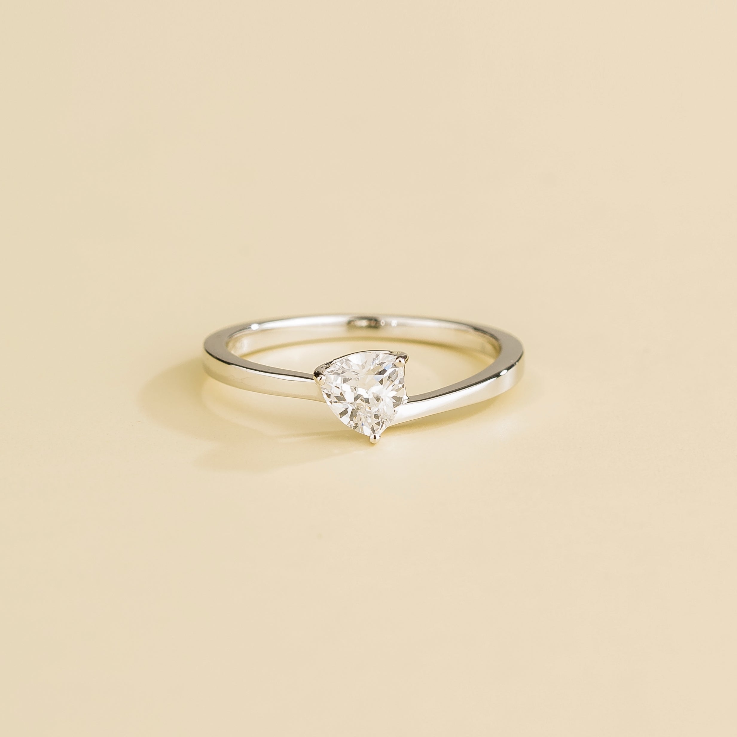 Trillion Diamond Solitaire Ring in White Gold