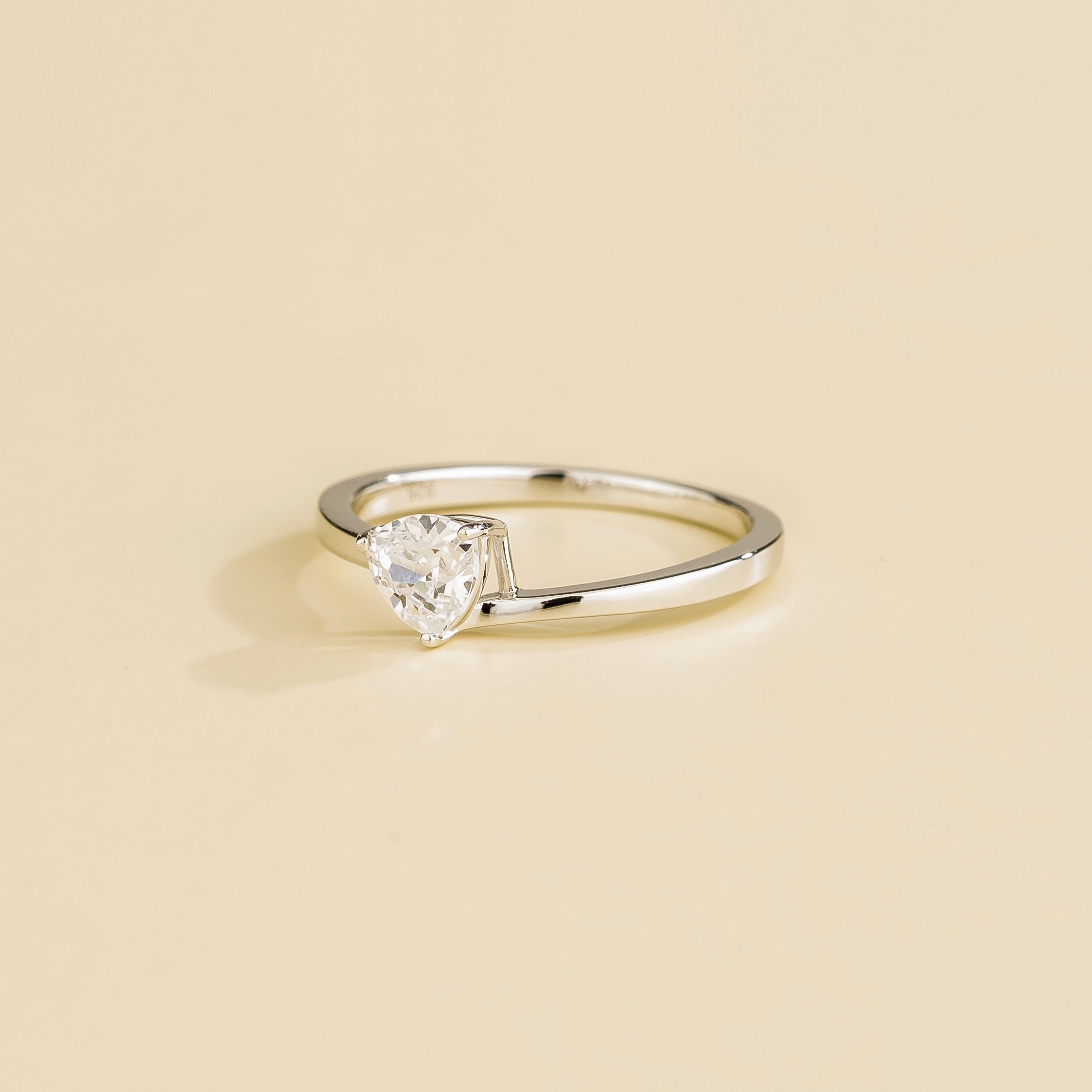 Trillion Diamond Solitaire Ring in White Gold