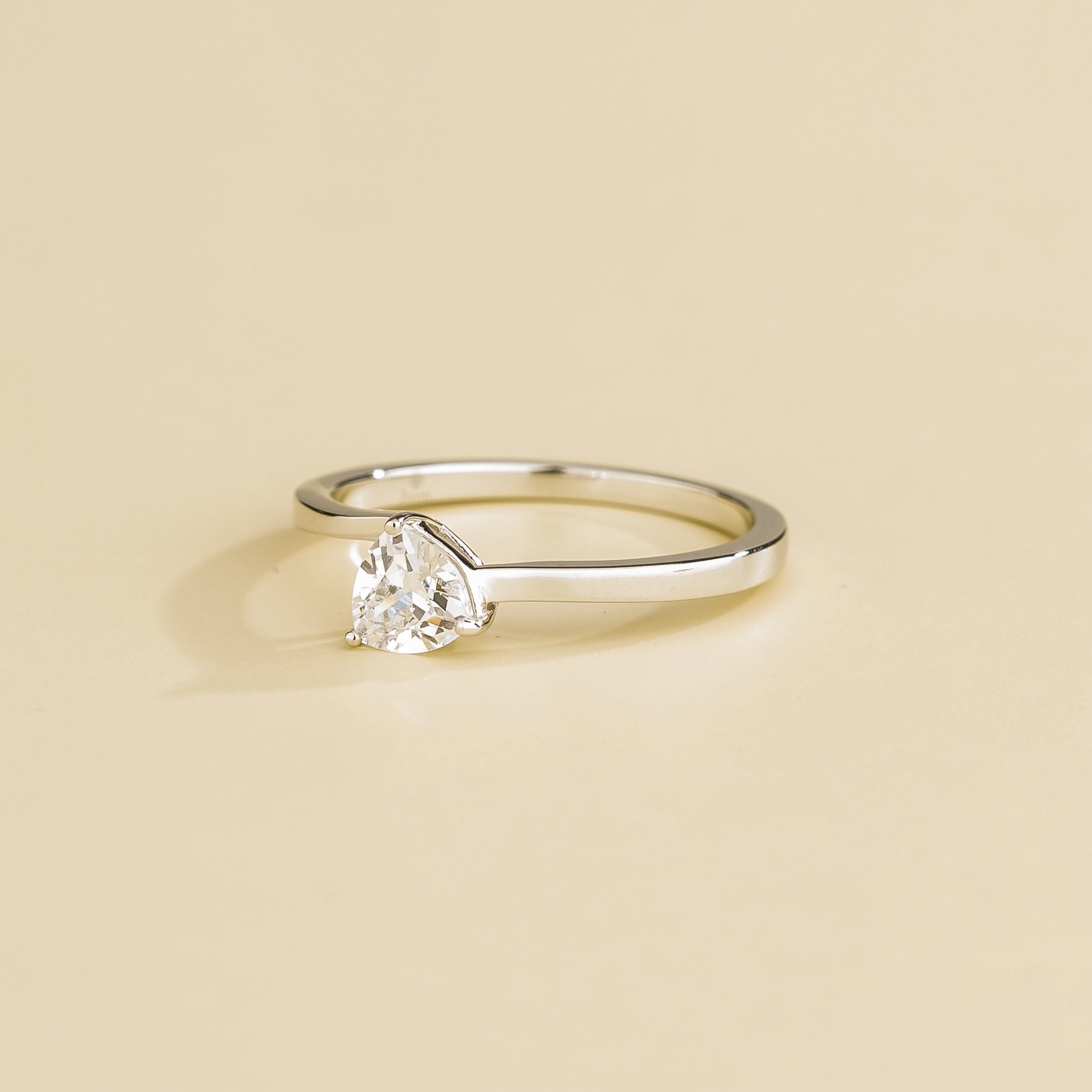Trillion Diamond Solitaire Ring in White Gold