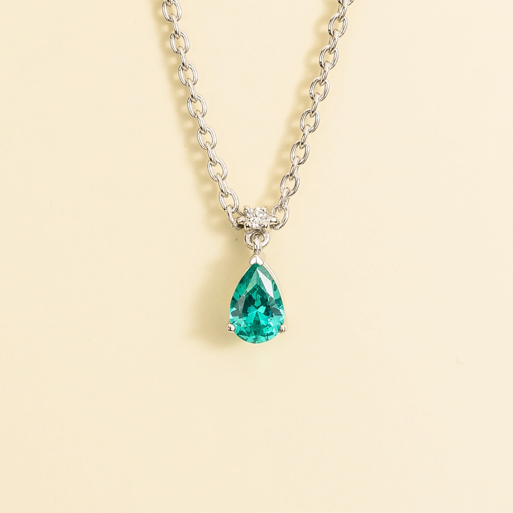 Ori Paraiba Sapphire & Diamond Pear Drop Pendant Necklace In White Gold - Small