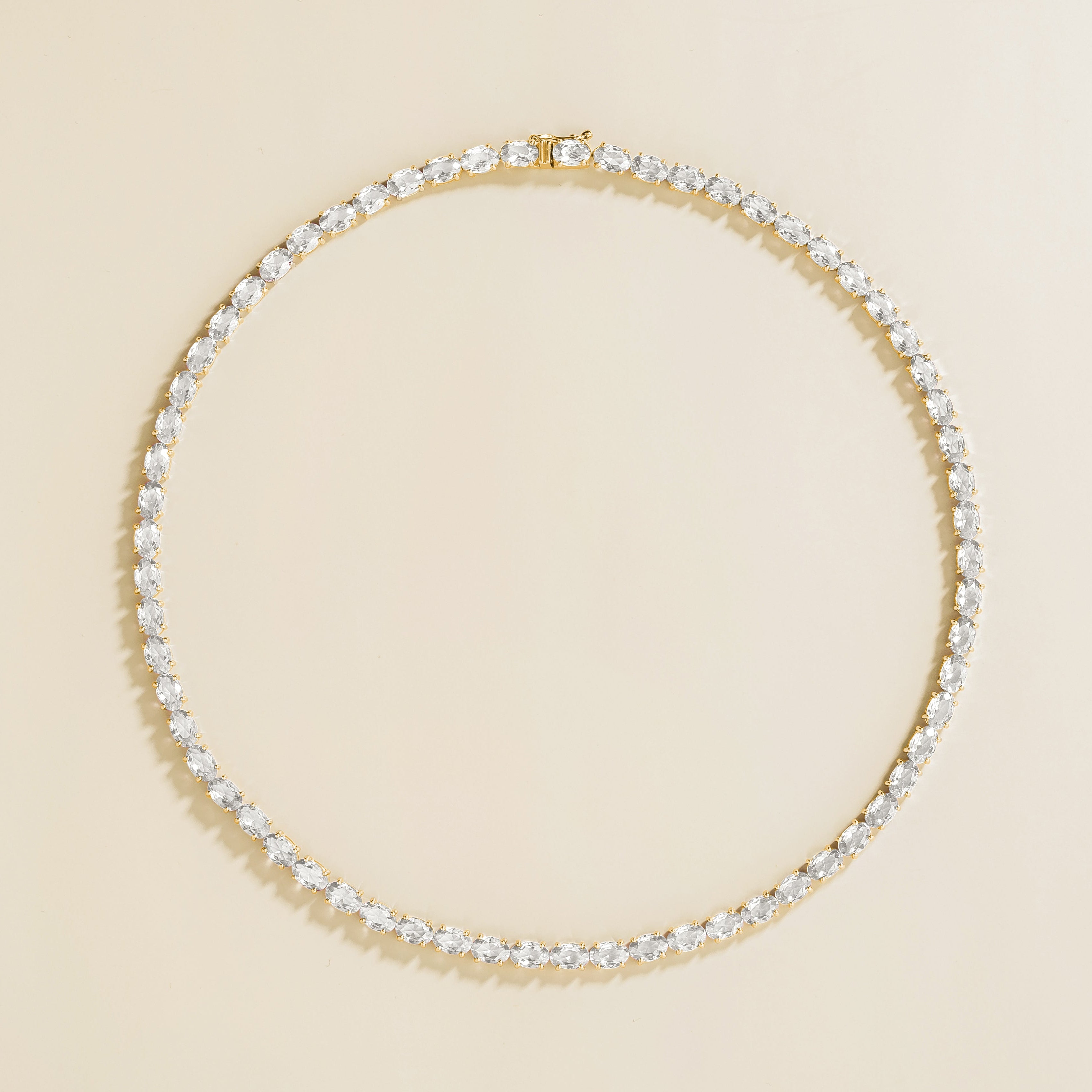 Salto Diamond Oval Tennis Necklace in Gold
