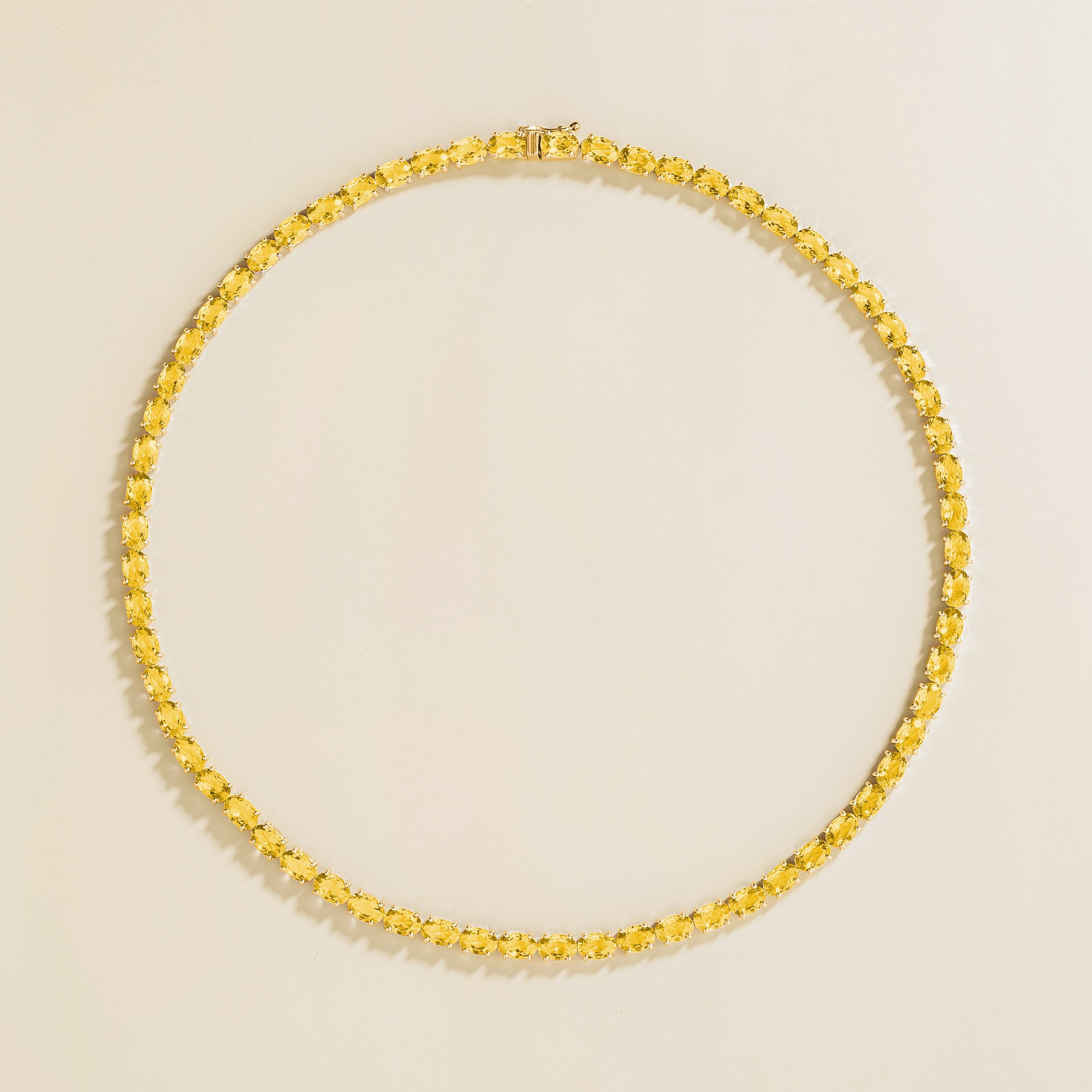 Salto Yellow Sapphire Oval Tennis Necklace in Gold