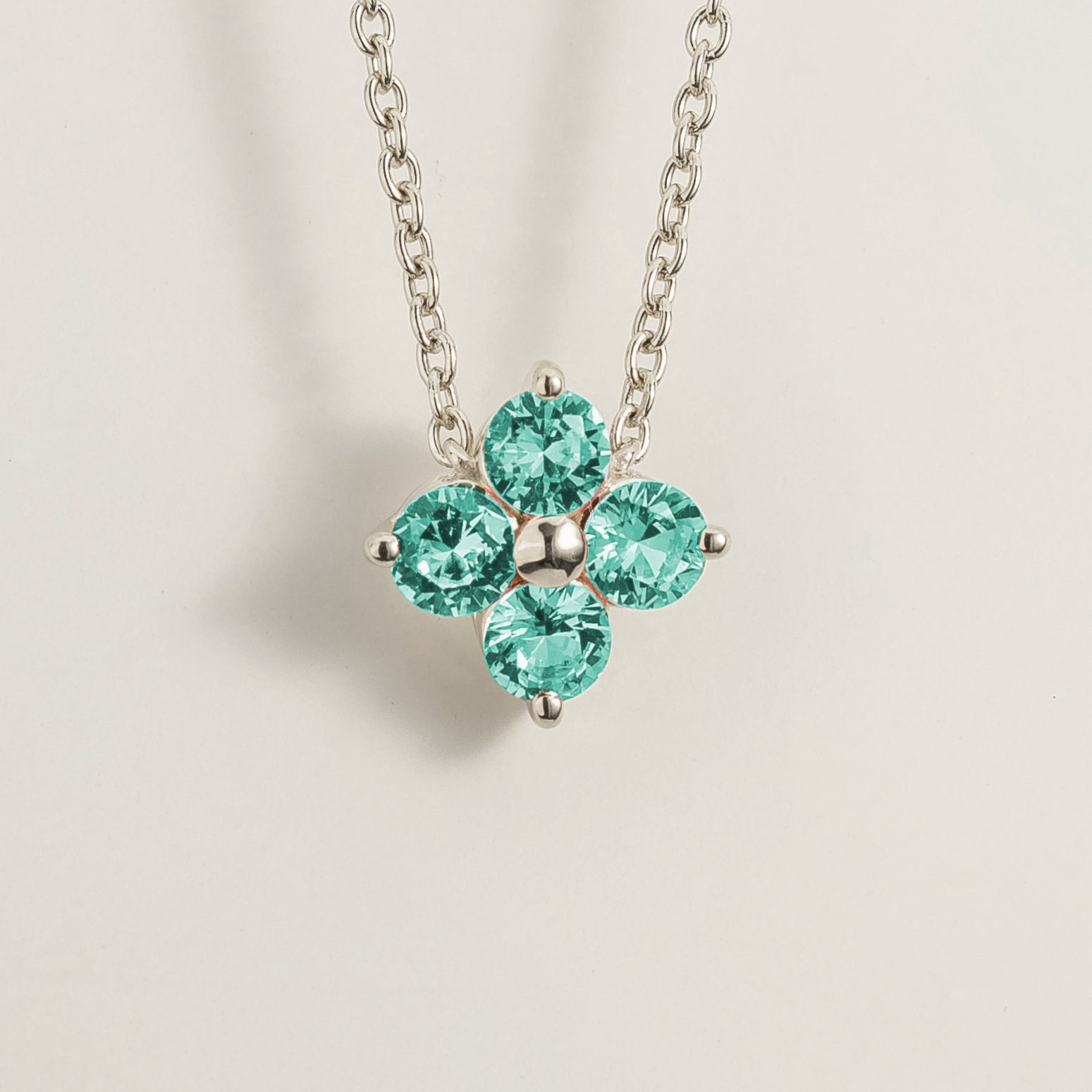 Clover Paraiba Necklace In White Gold