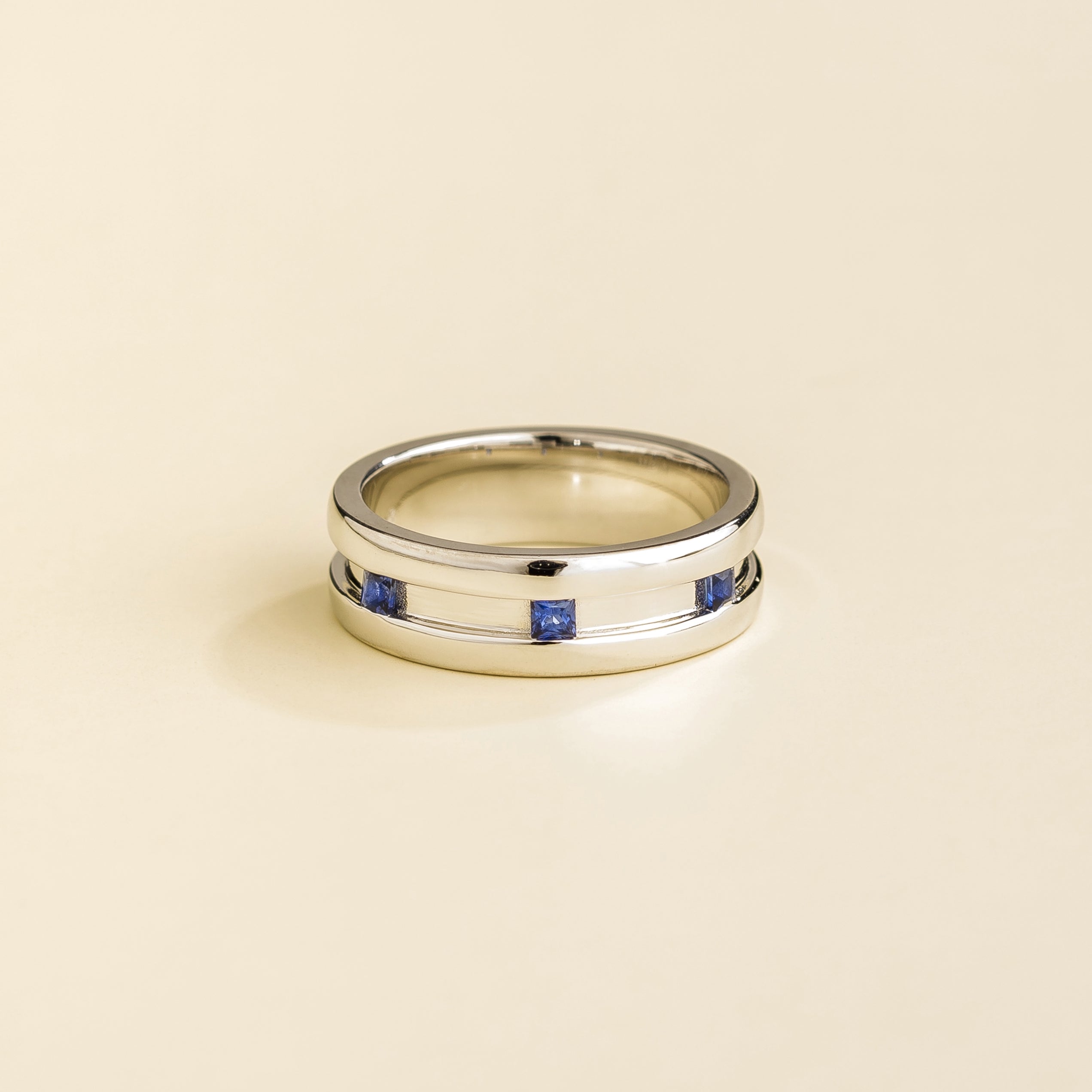 Amur Blue Sapphire Channel-Set Band in White Gold