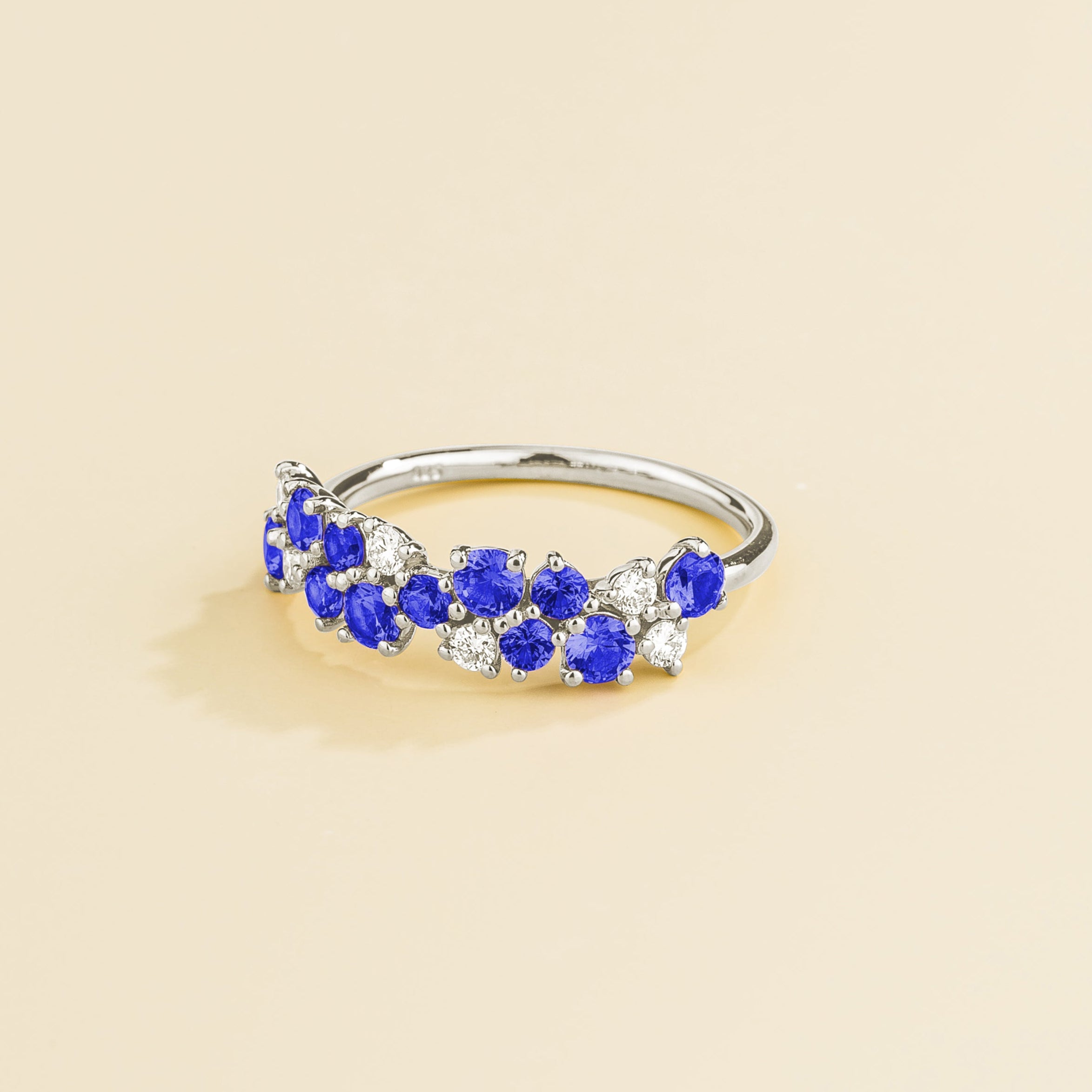 Starry White Gold Ring Blue Sapphire & Diamond