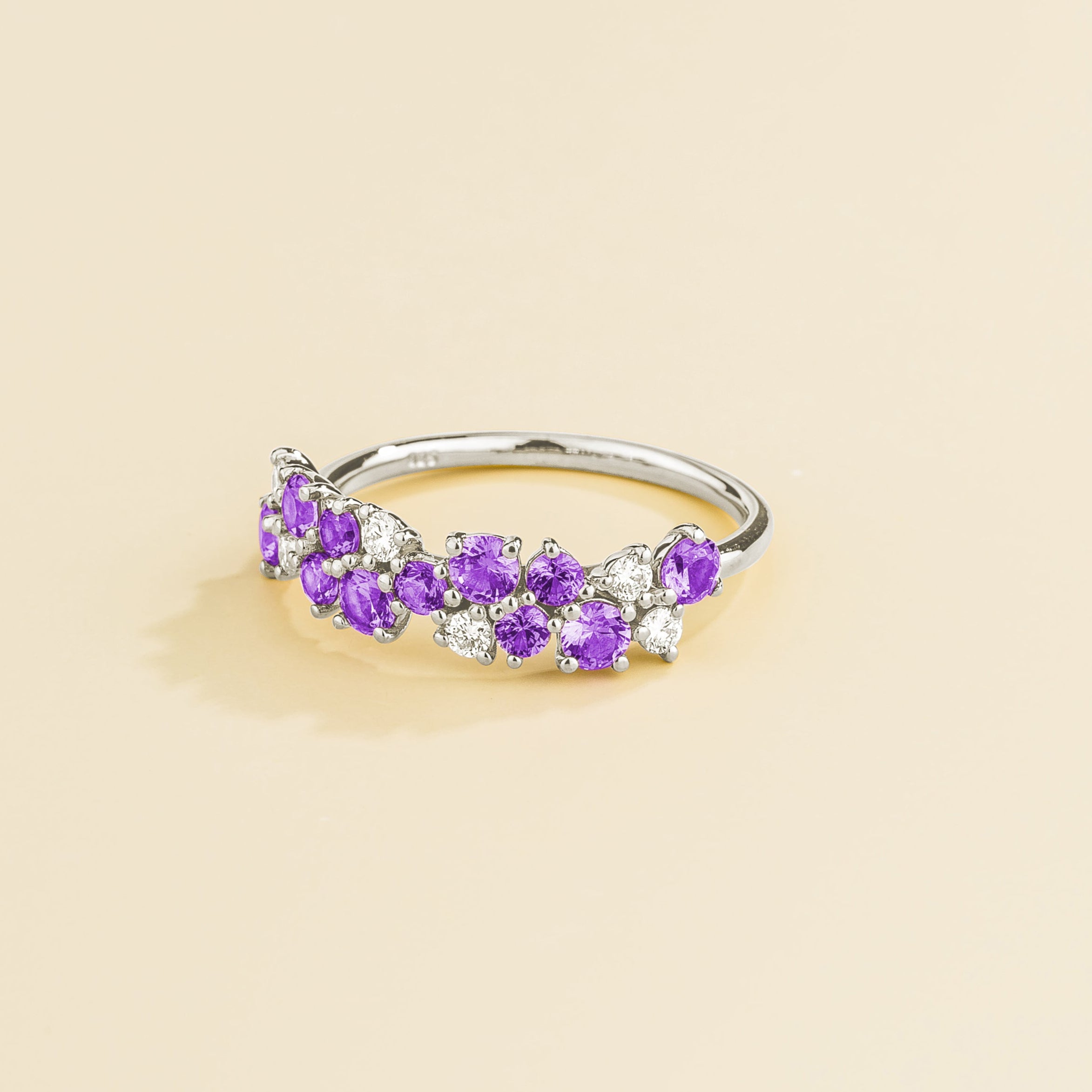 Starry White Gold Ring Purple Sapphire & Diamond