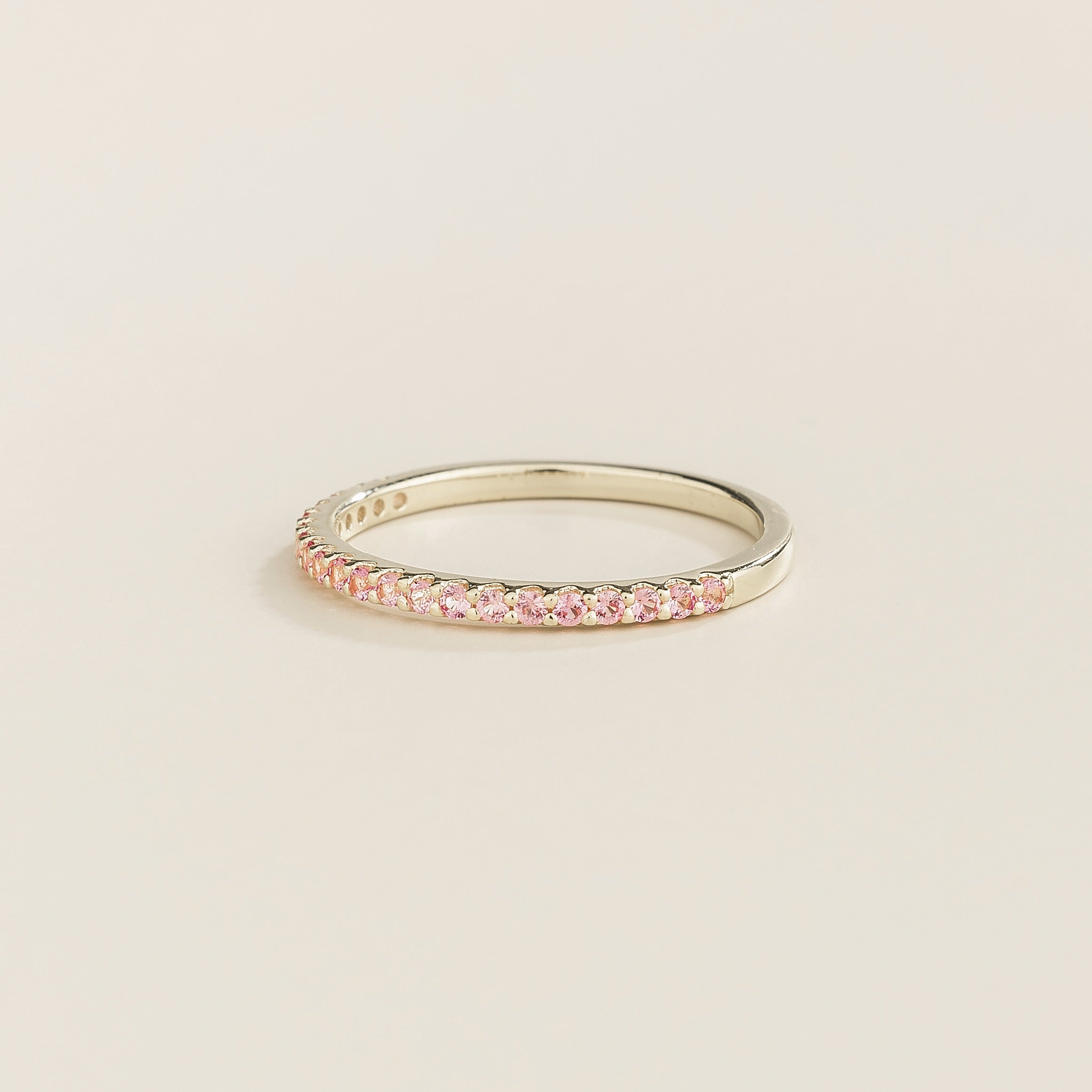 Ciclo Pink Sapphire Half Eternity Band in White Gold