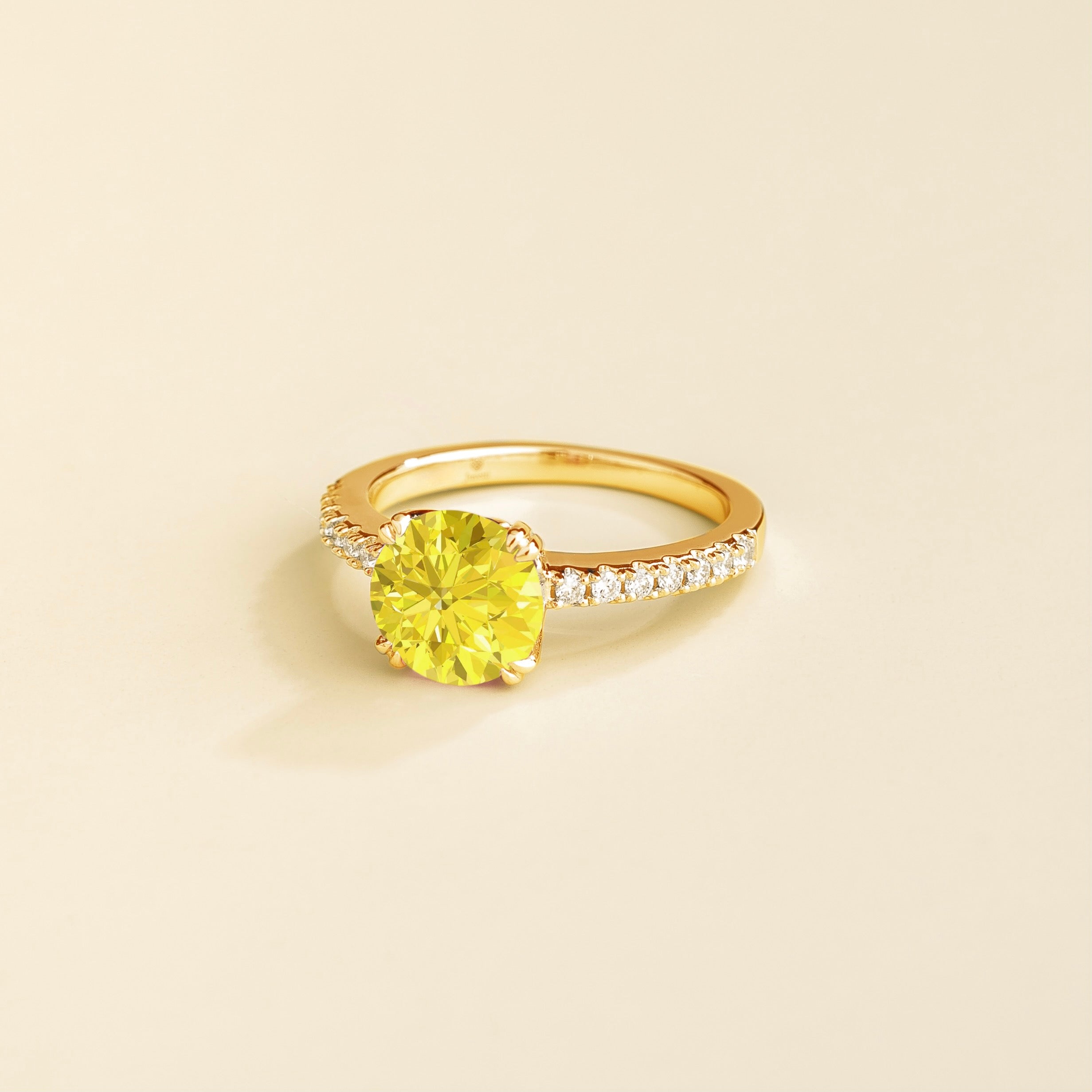 Lab-Created Yellow Sapphire & Diamond Ring in Gold – Ethical Fine Jewellery