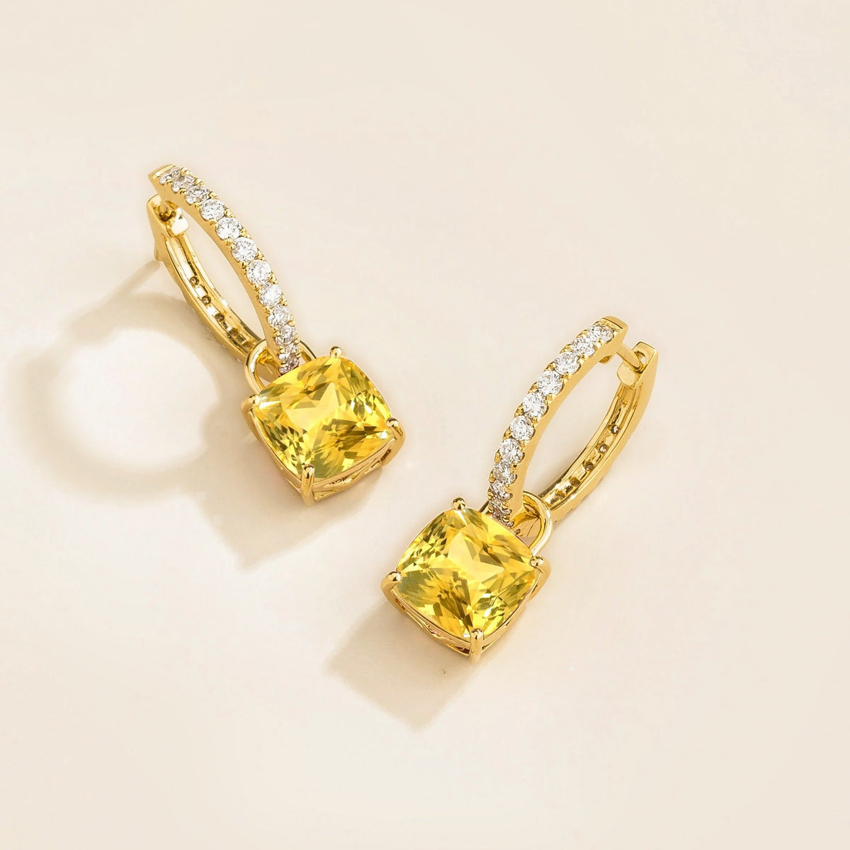 Roue Design Gold Earrings with Yellow Sapphire & Diamond – Juvetti UK