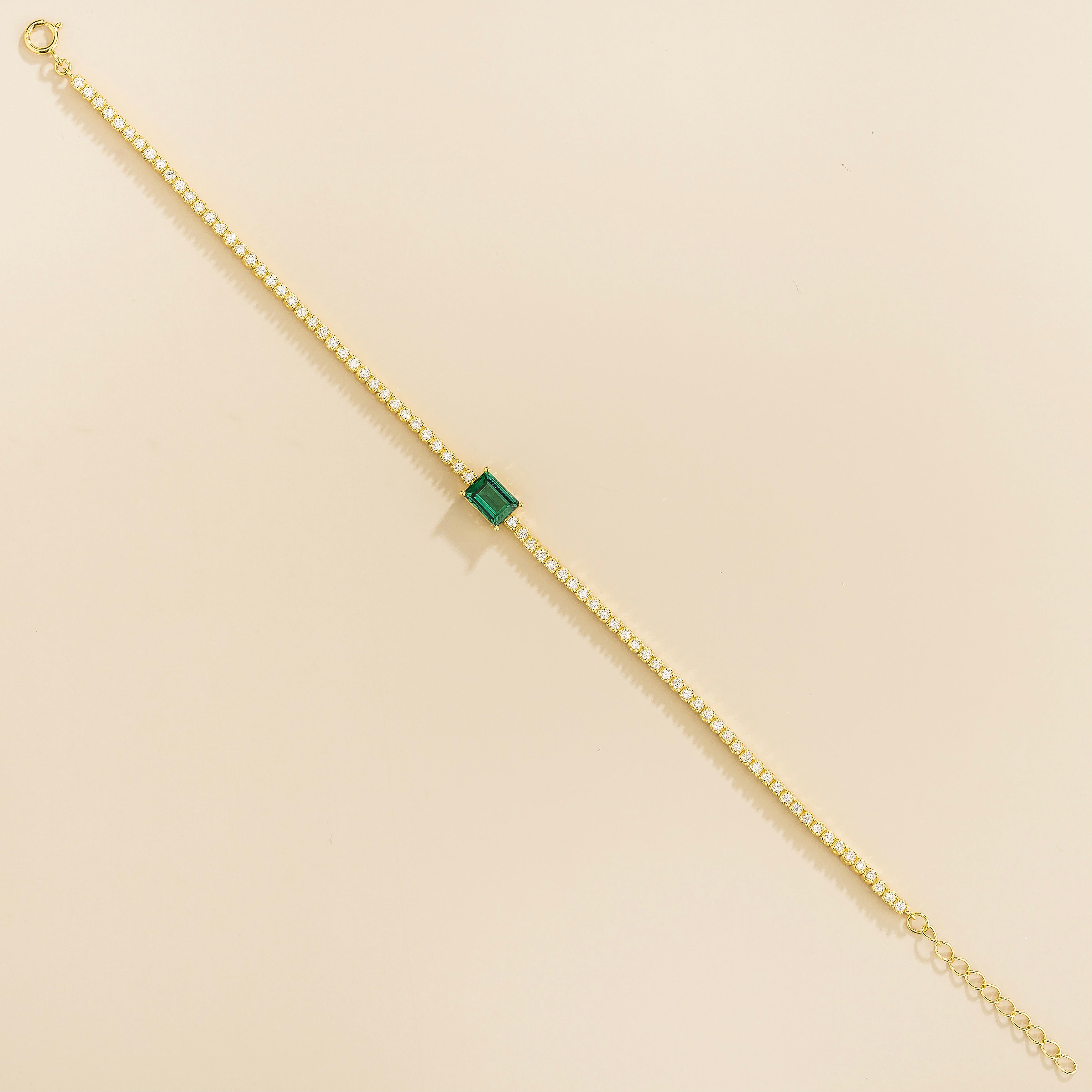 luxury emerald bracelet with lab grown diamonds in gold modern ethical jewelry gift