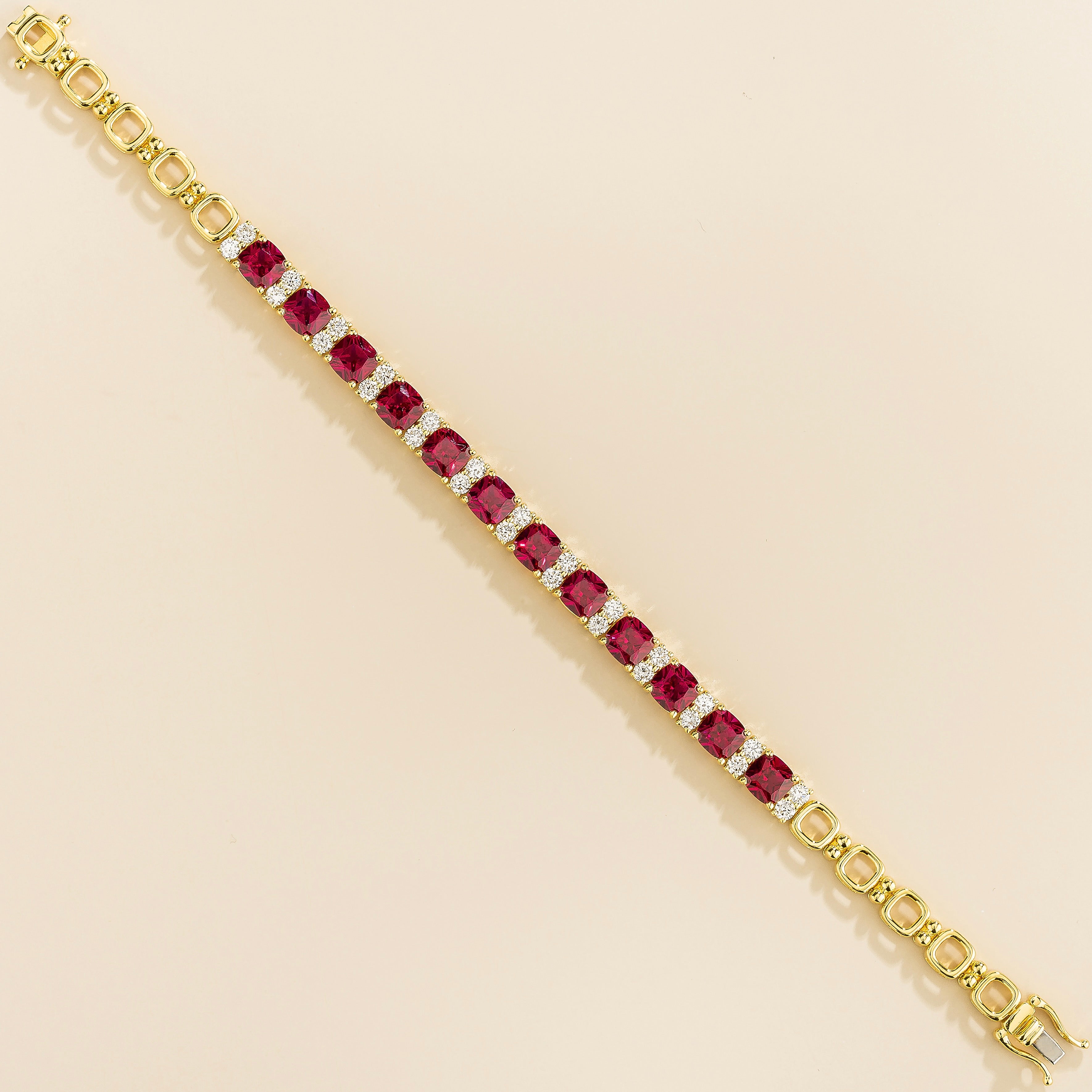 Gold Ruby and Lab Grown Diamond Tennis Bracelet – Ethical Jewelry UK