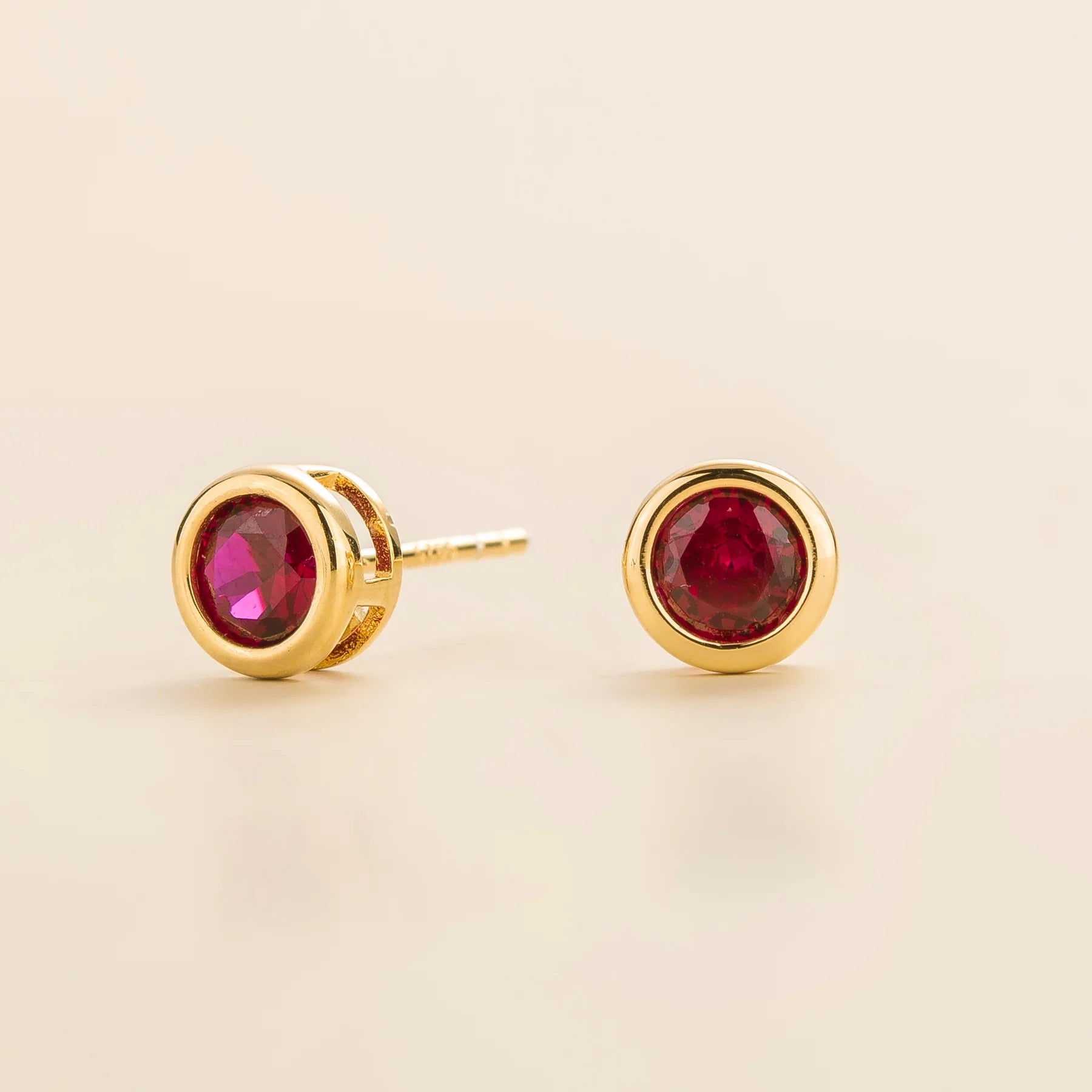 Margo Gold Earrings Set With Ruby Bespoke Jewellery Juvetti UK