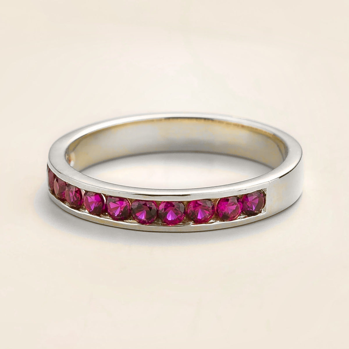 Margo Ruby Channel Band Ring in White Gold