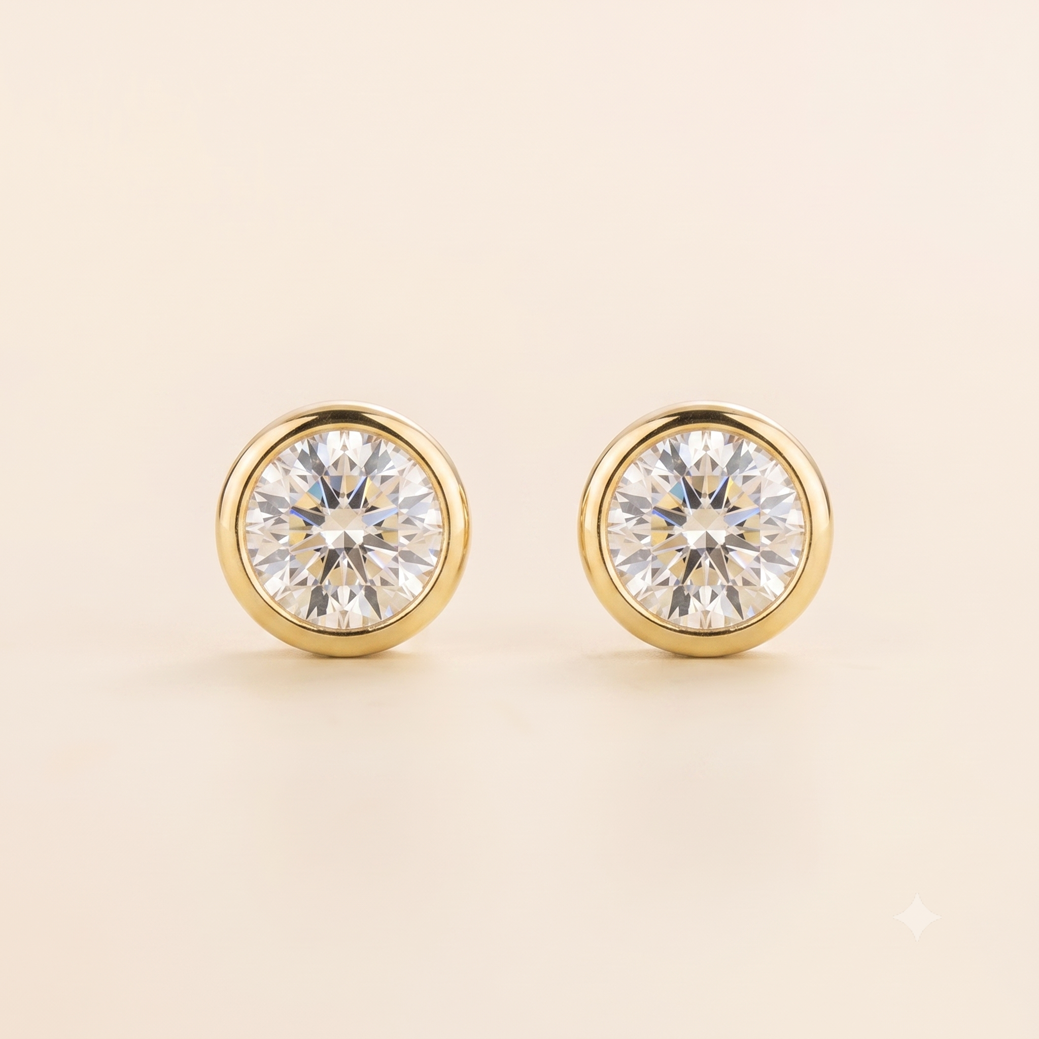 Margo Diamond Round Bazel Set Gold Earrings