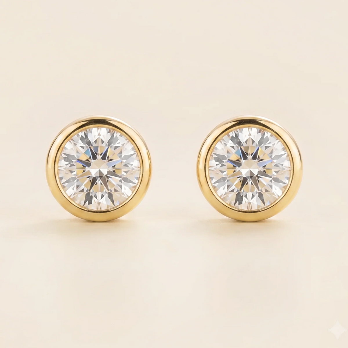 Margo Diamond Round Bazel Set Gold Earrings