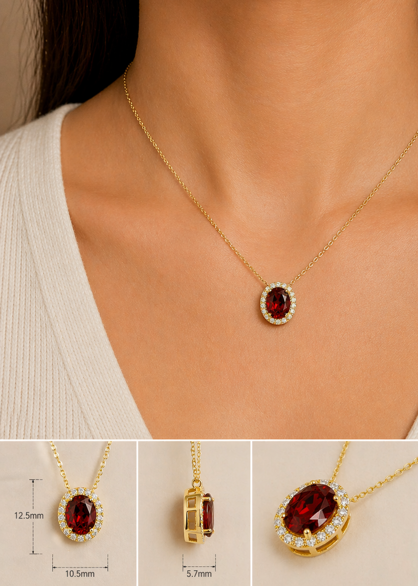 Mina Oval Emerald & Diamond Halo Necklace In Gold