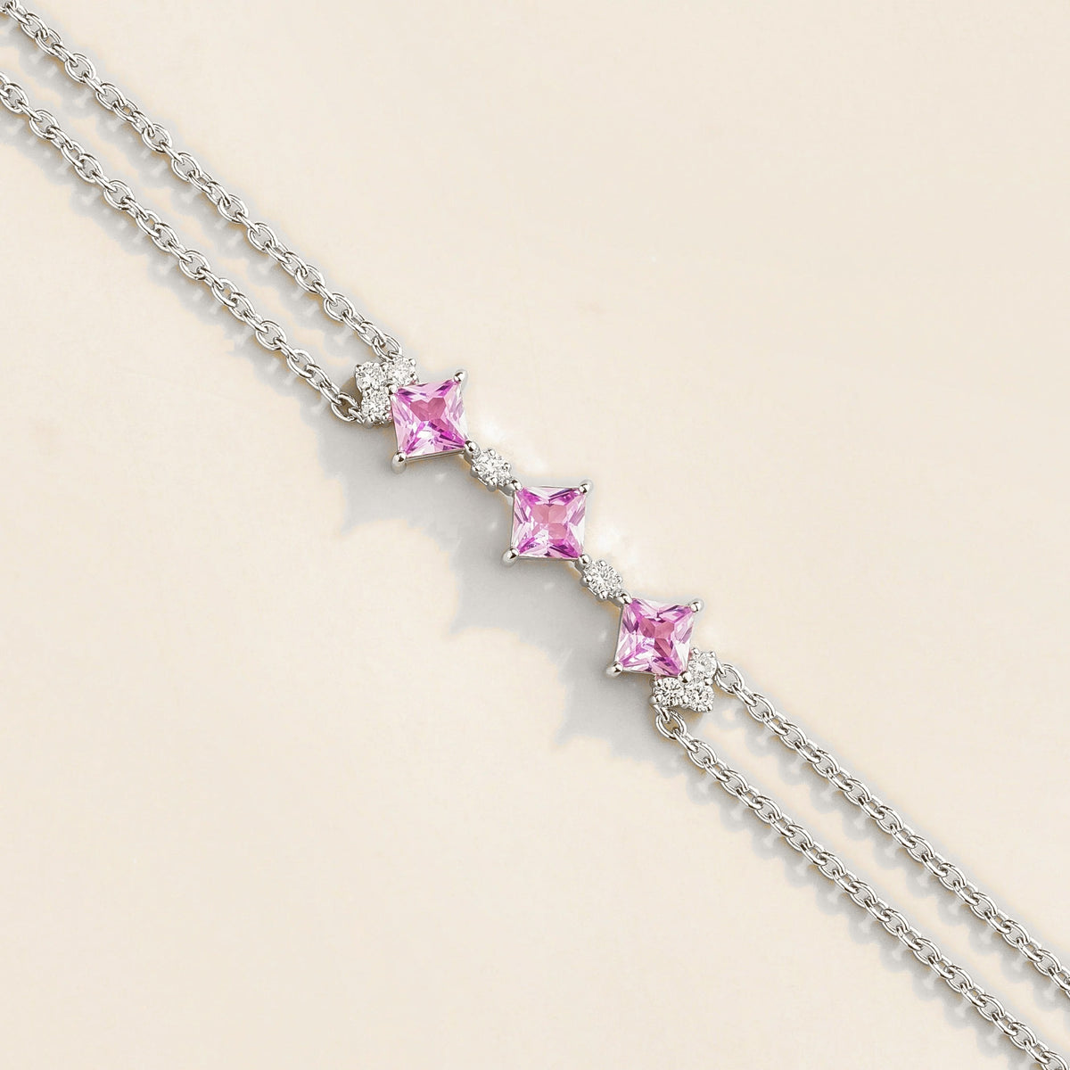 Forma Pink Sapphire & Diamond Bracelet in White Gold