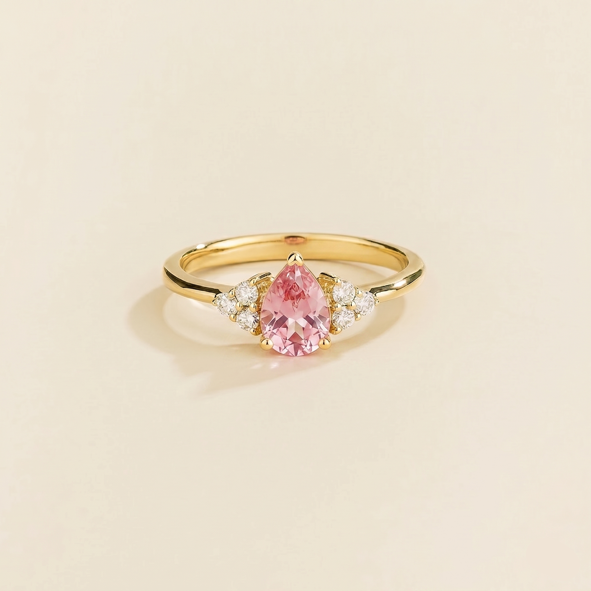 Nora Pink Sapphire & Diamond Pear Cut Ring in Gold