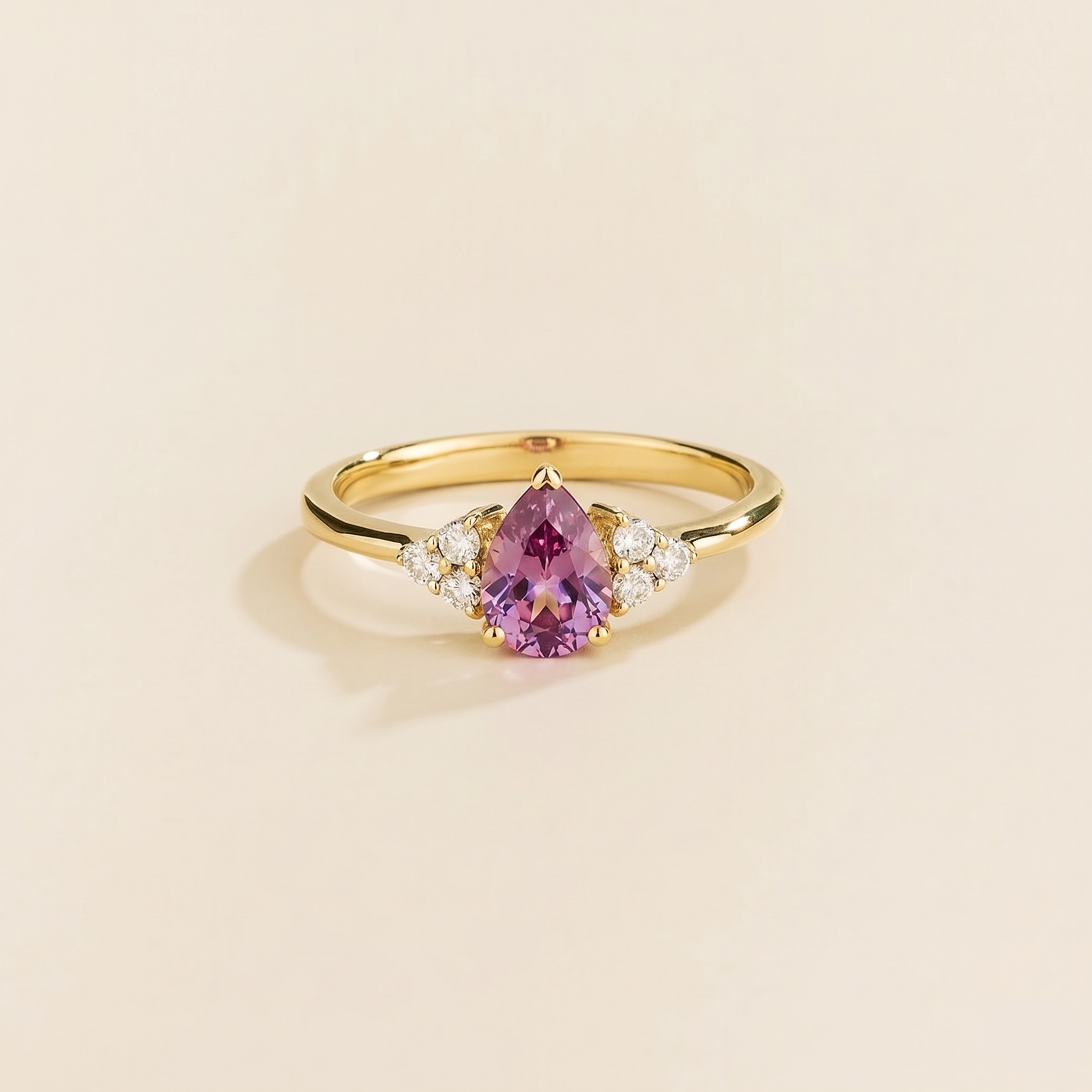Nora Purple Sapphire & Diamond Pear Cut Ring in Gold
