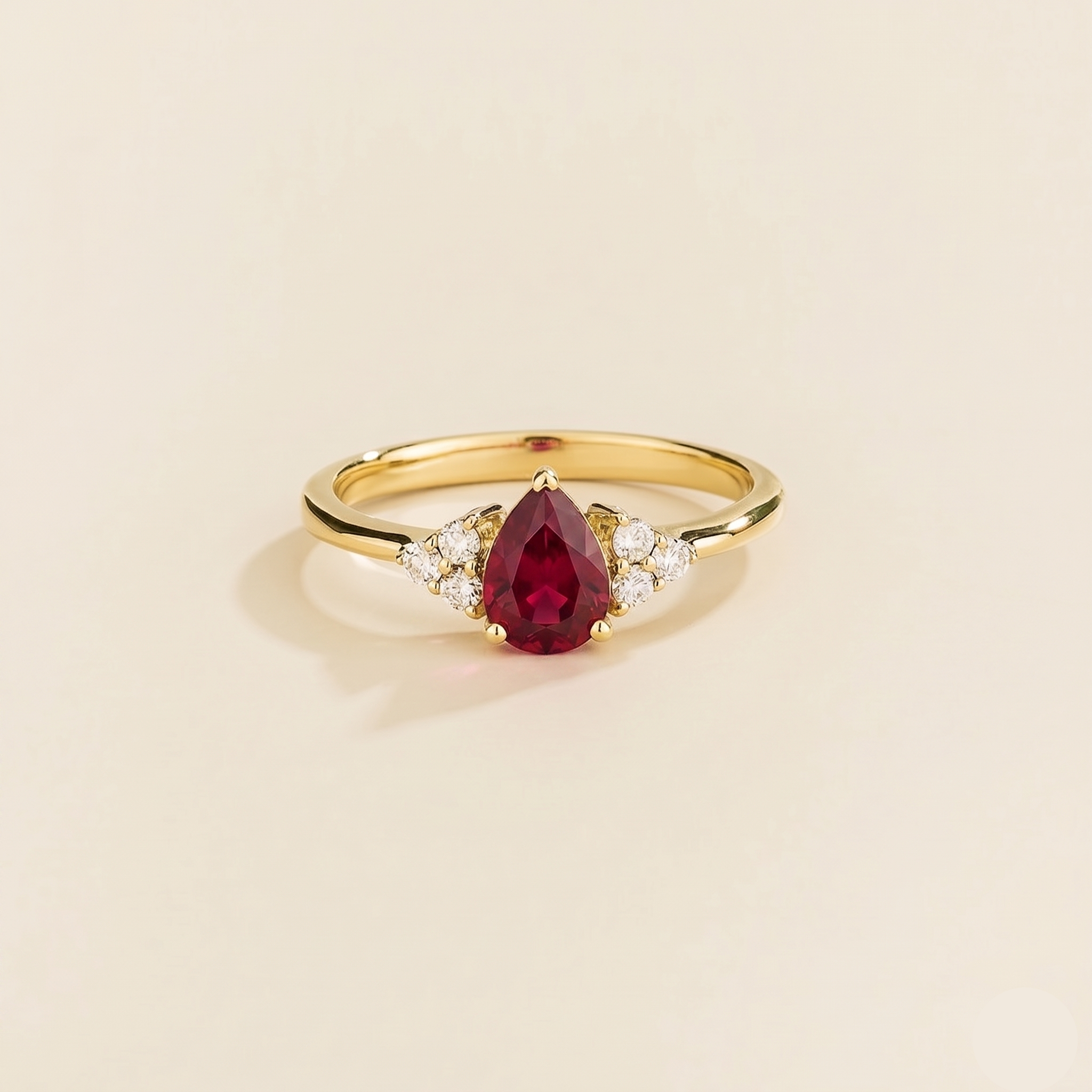 Nora Ruby & Diamond Pear Cut Ring in Gold
