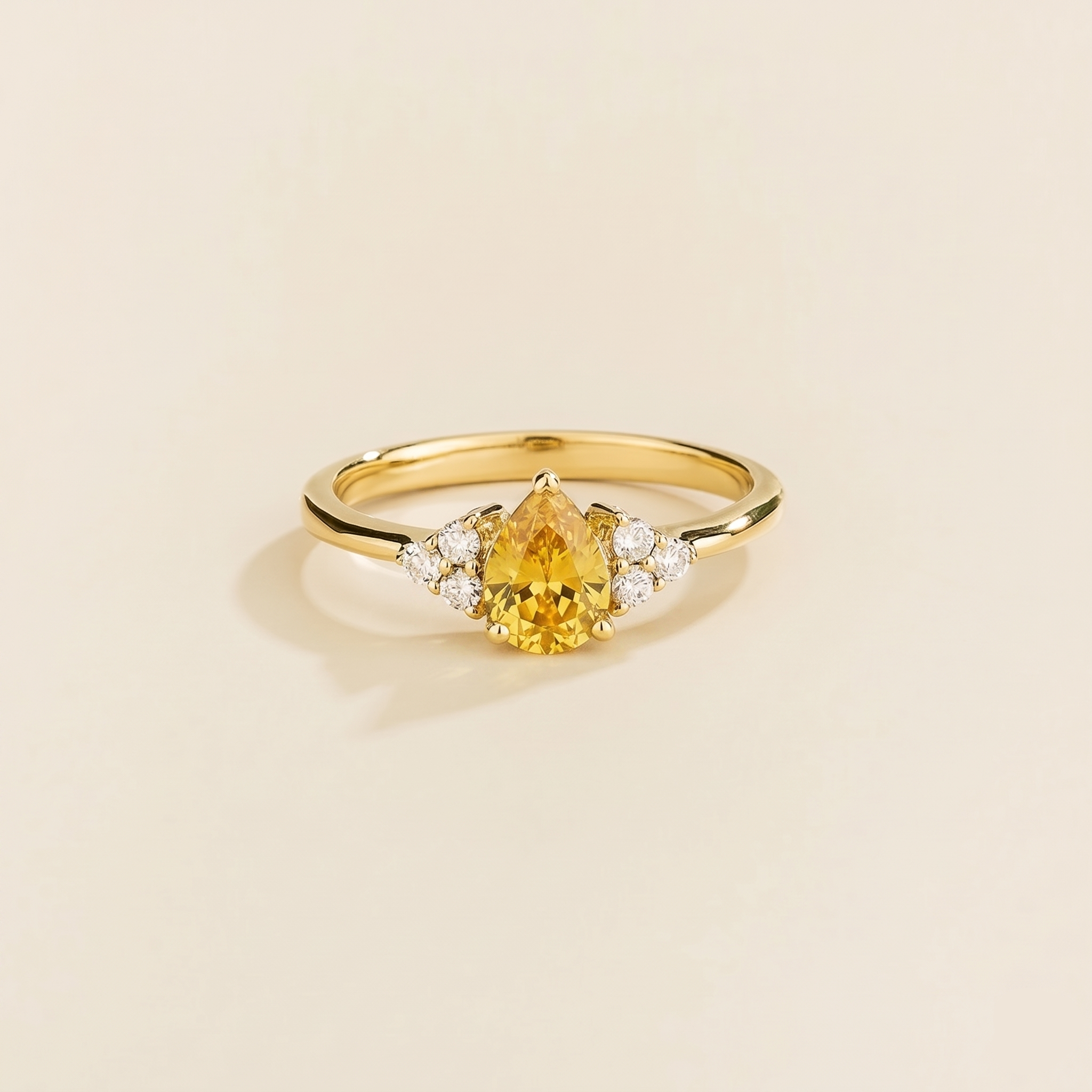 Nora Yellow Sapphire & Diamond Pear Cut Ring in Gold