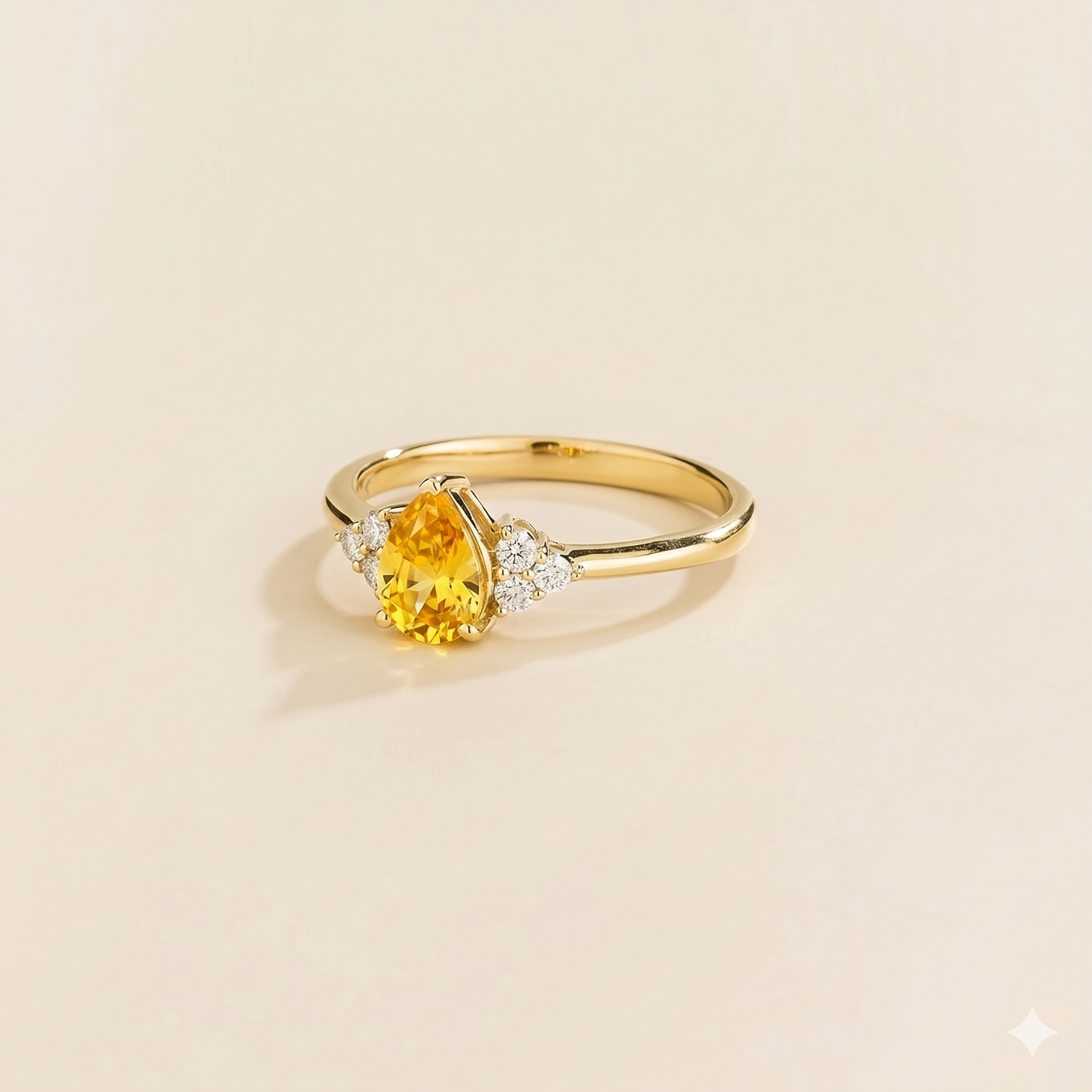 Nora Yellow Sapphire & Diamond Pear Cut Ring in Gold