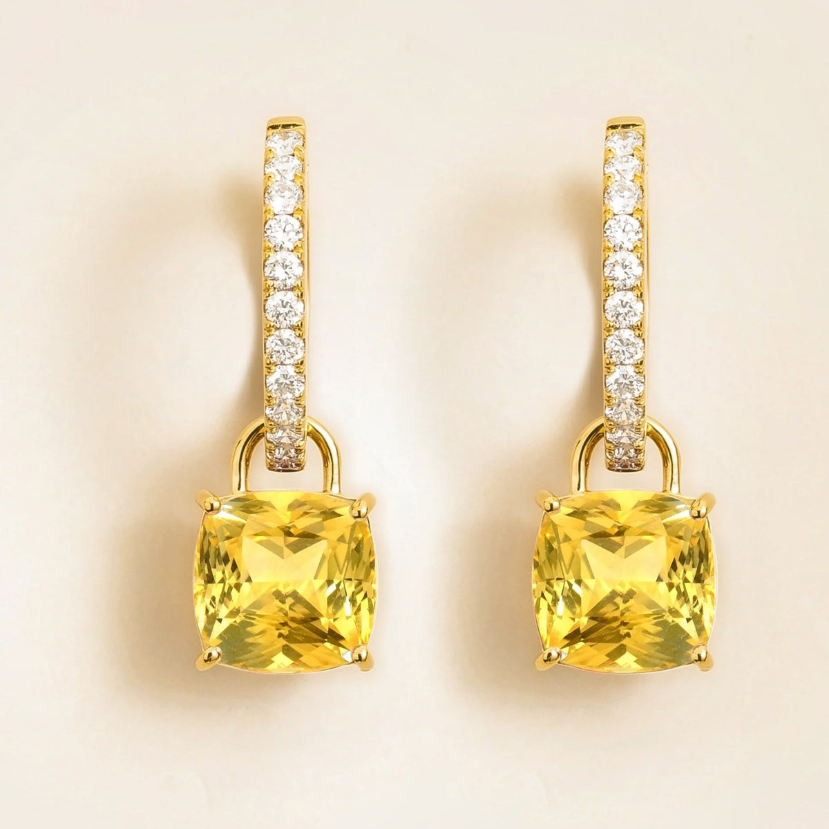 Roue Gold Earrings with Lab-Grown Yellow Sapphire & Diamond – Juvetti London