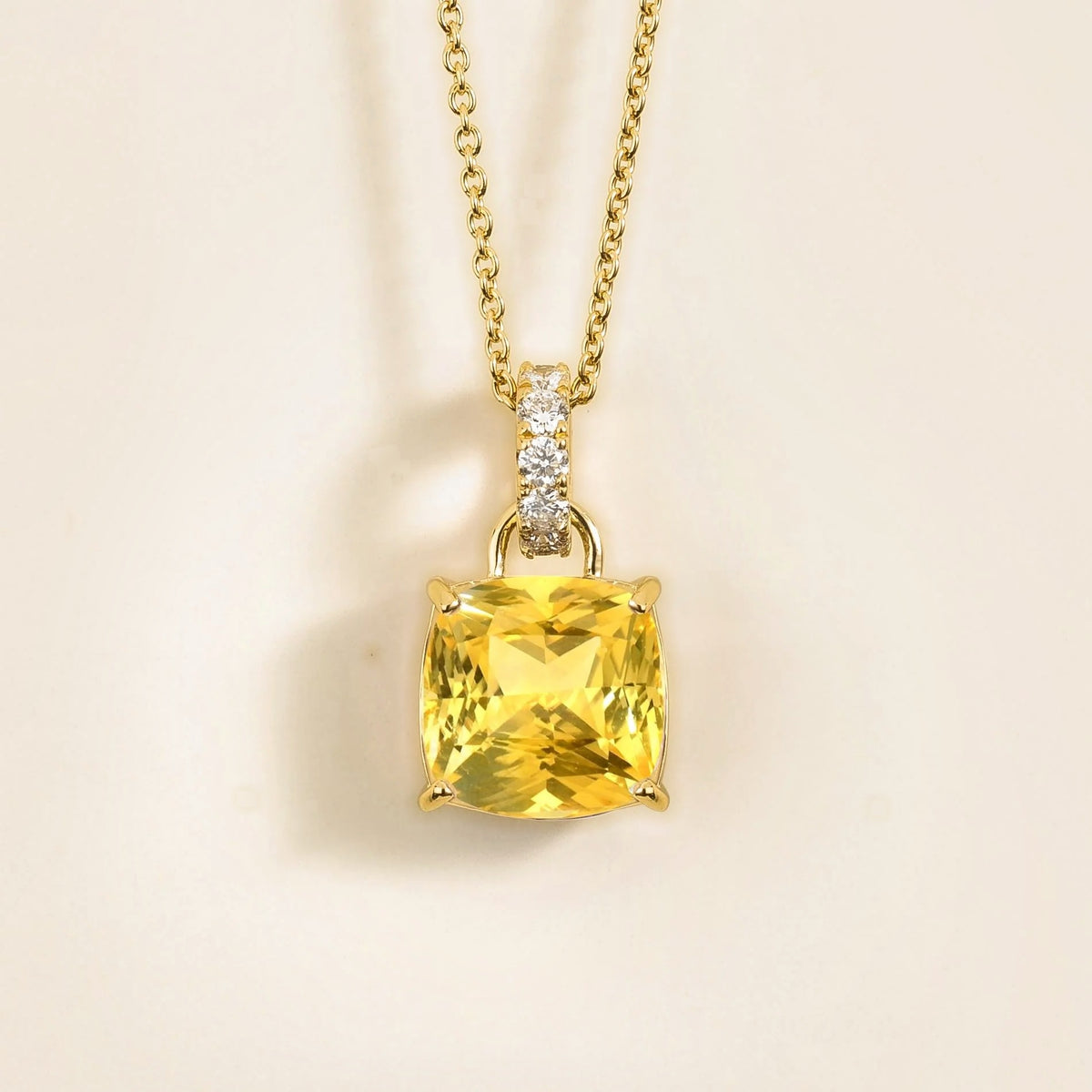 Roue Yellow Sapphire & Diamond Hoop Pendant Necklace in Gold