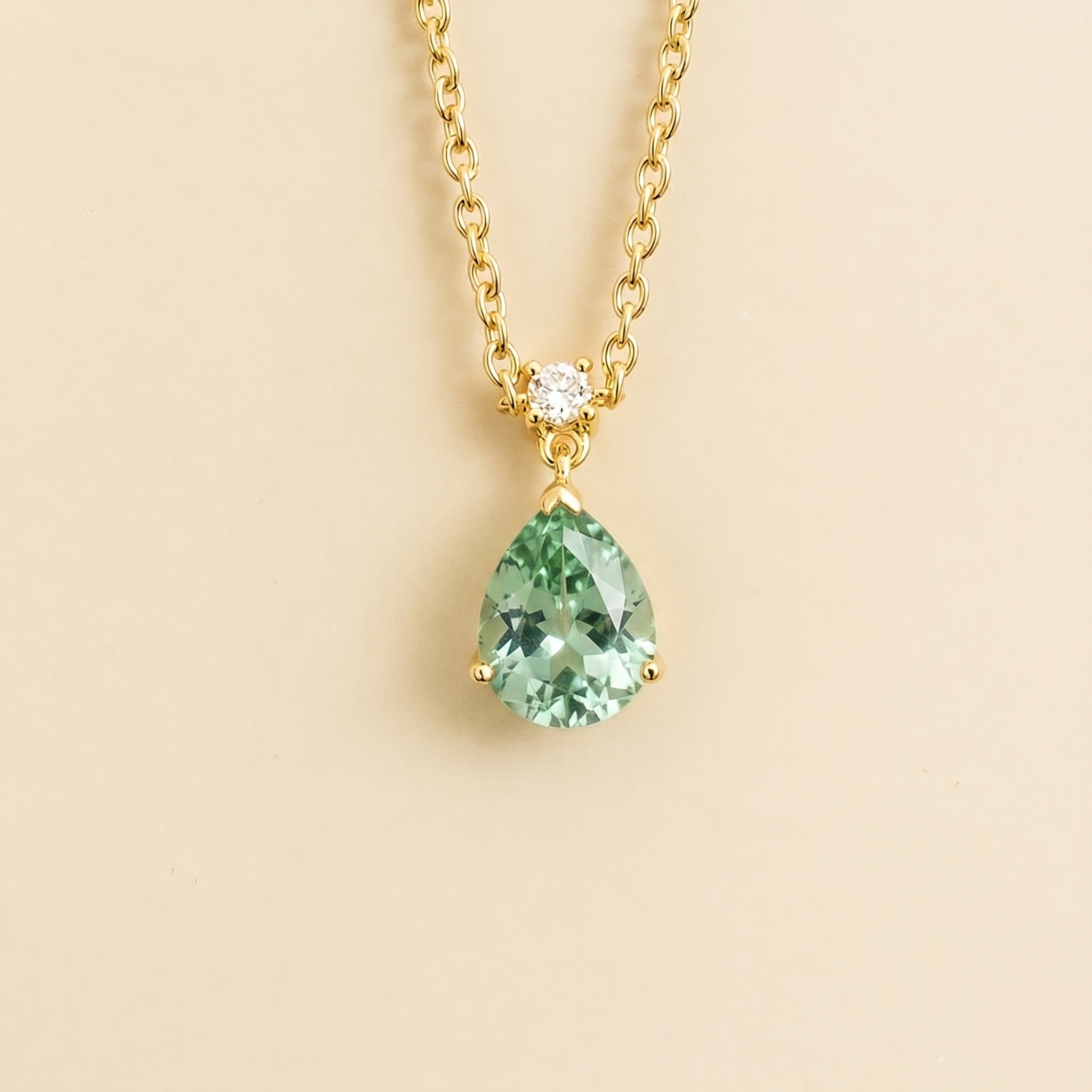 Ori Green Sapphire & Diamond Pear Drop Pendant Necklace In Gold - Medium