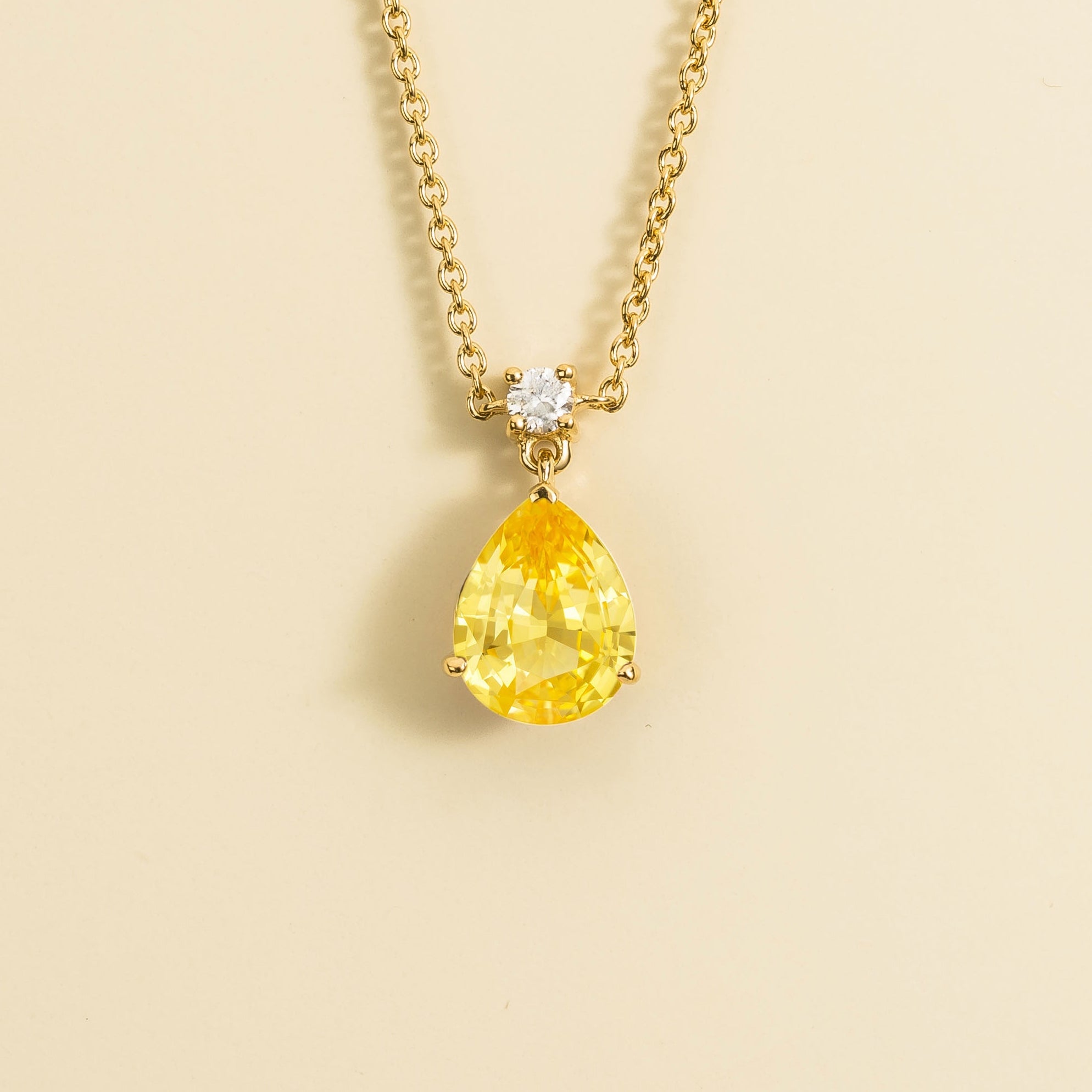 Ori Yellow Sapphire & Diamond Pear Drop Pendant Necklace In Gold - Medium