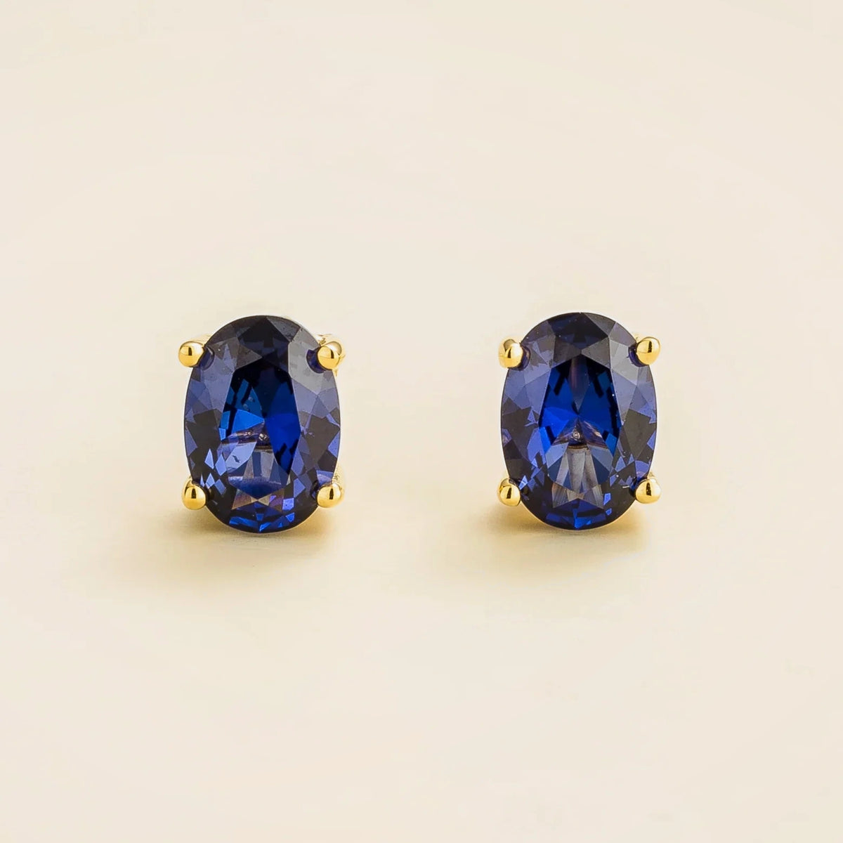 Ova Blue Sapphire Earrings in Gold