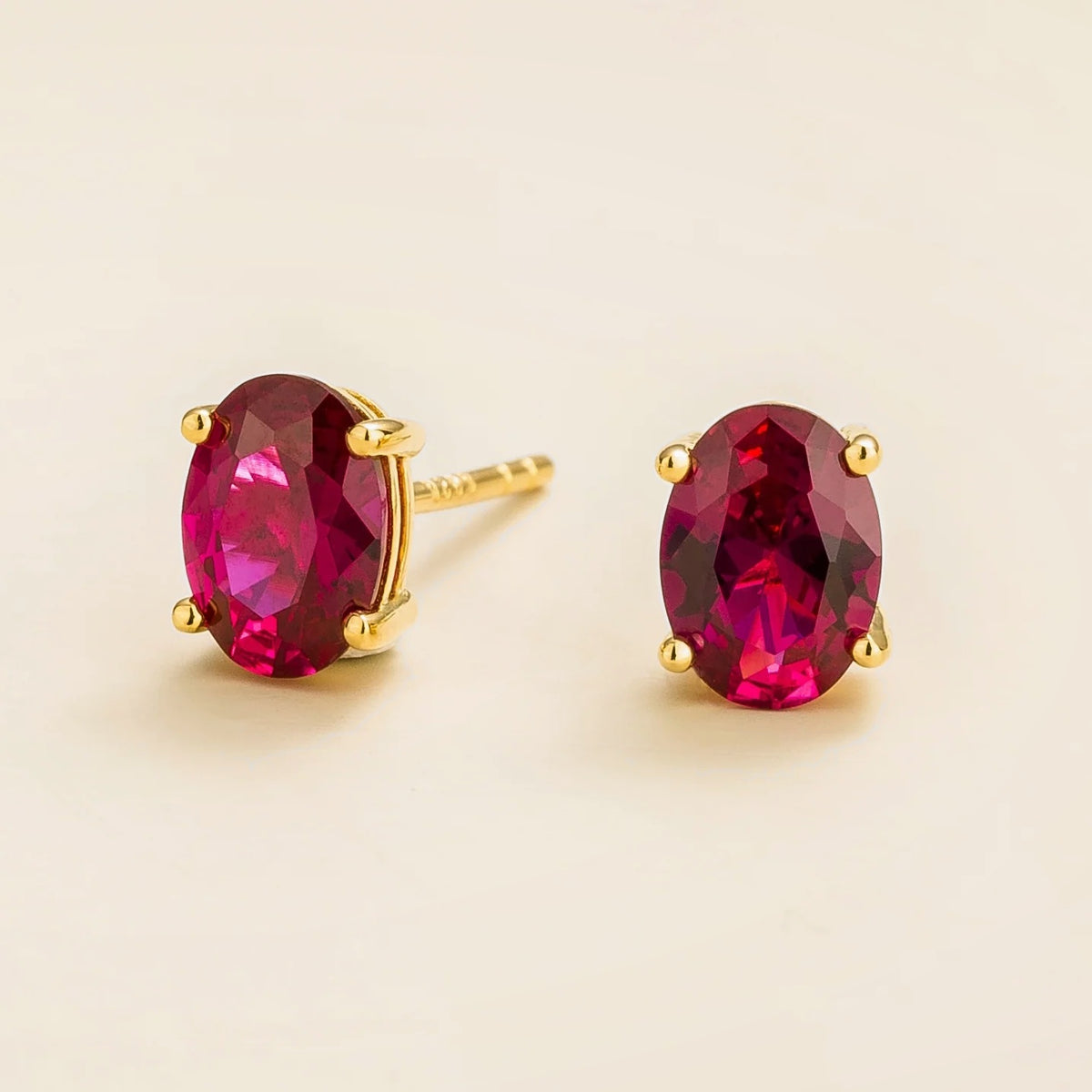 Ovo Gold Earrings Set With Ruby Jewellery From London