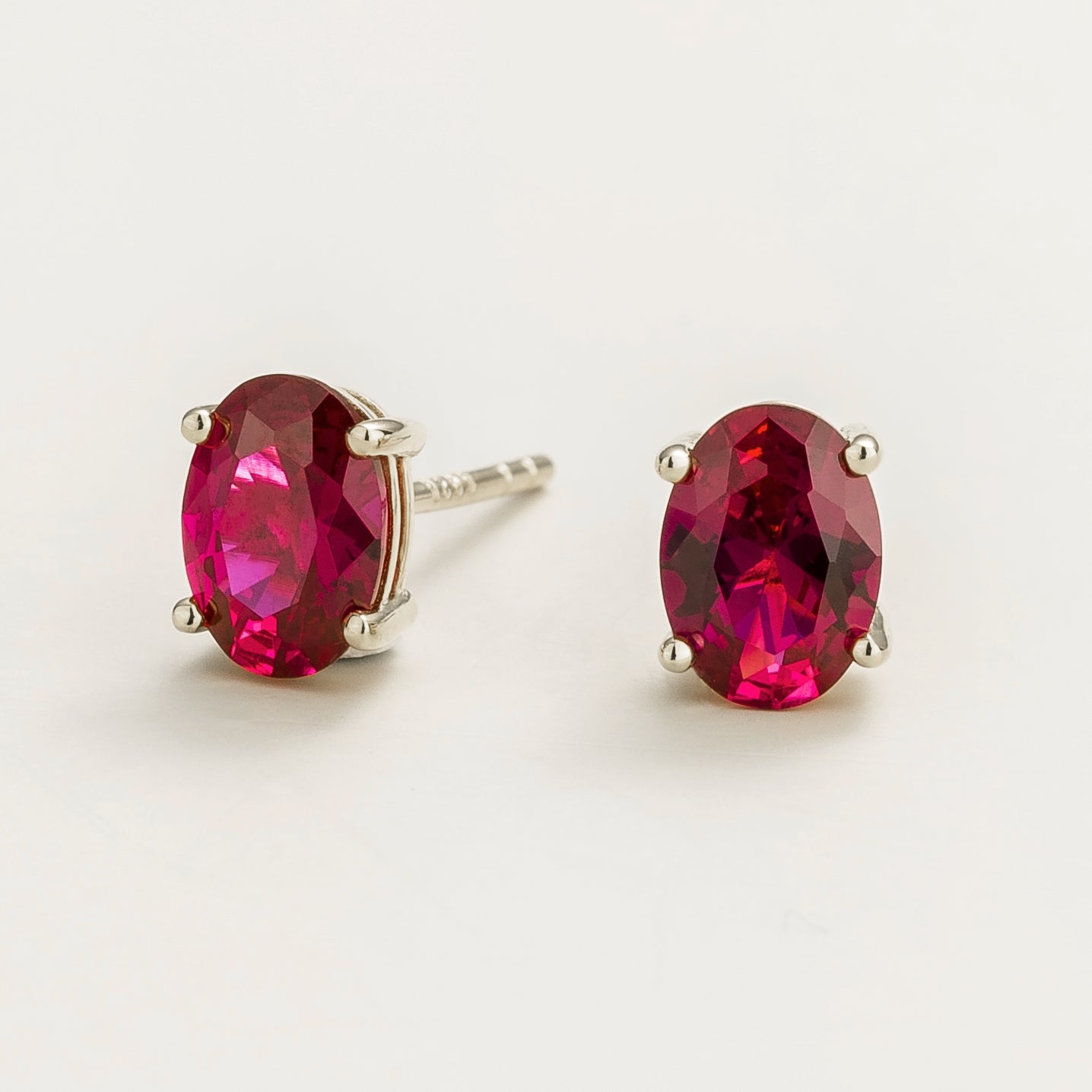Ovo White Gold Earrings Set With Ruby London Jewellery