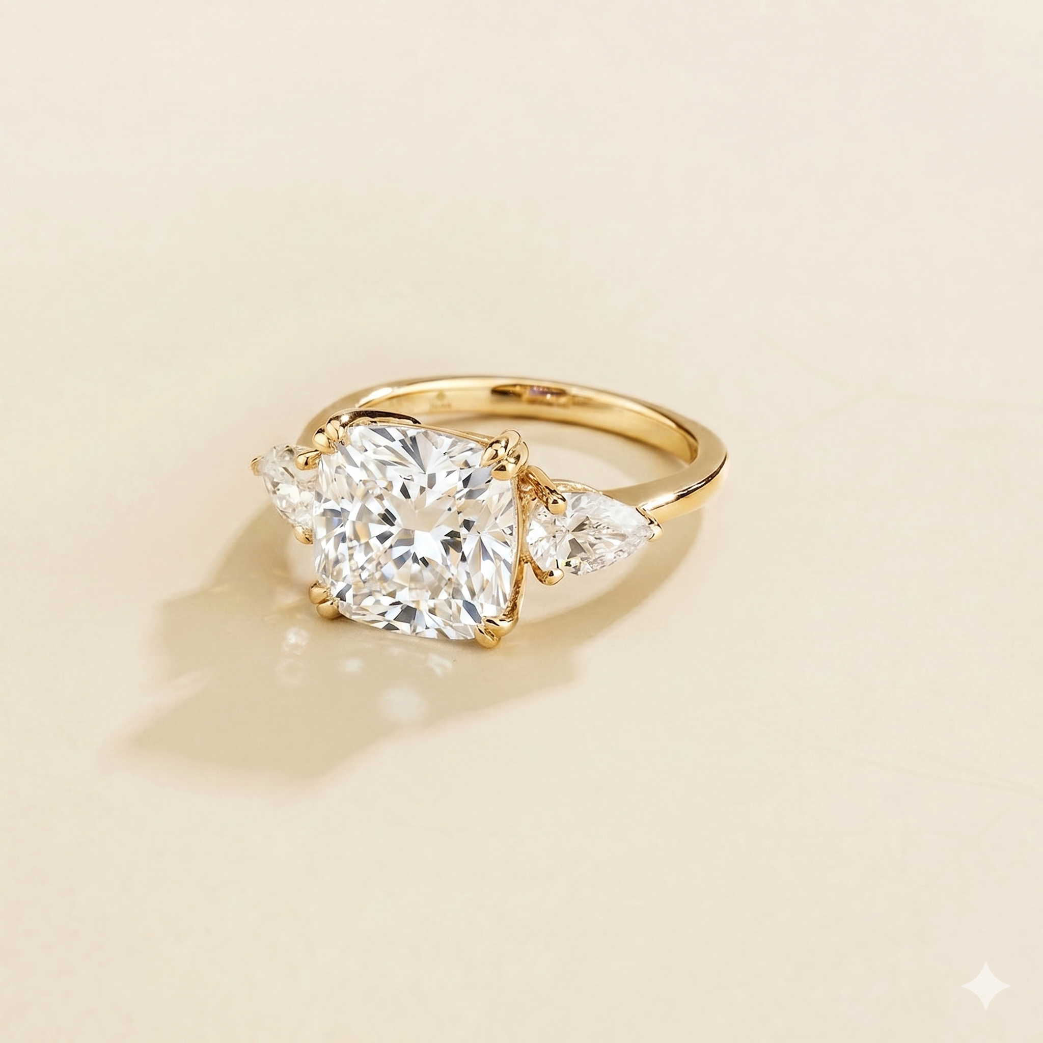 Pari Diamond Cushion Cut & Pear Cut Gold Ring