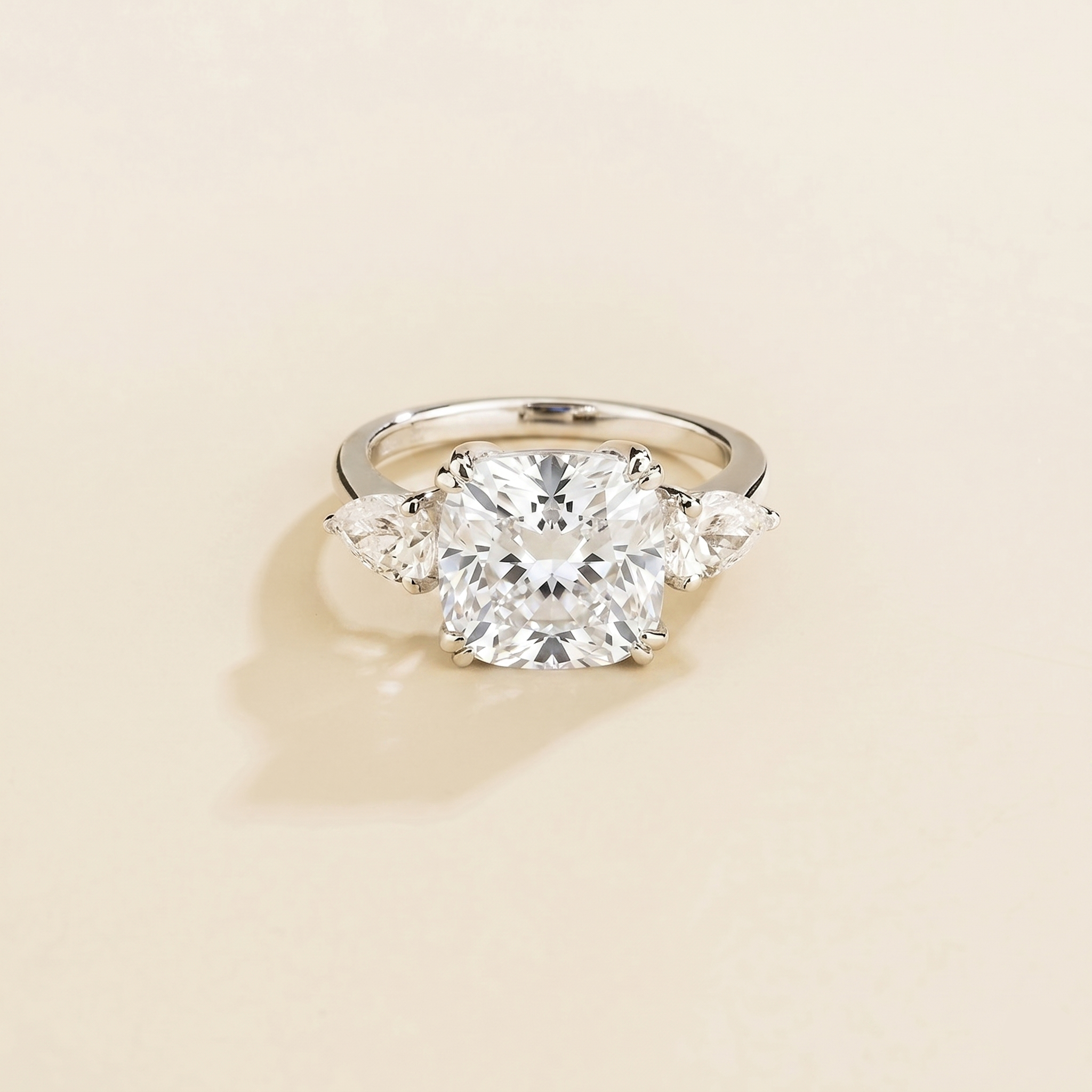 Pari Diamond Cushion Cut & Pear Cut White Gold Ring